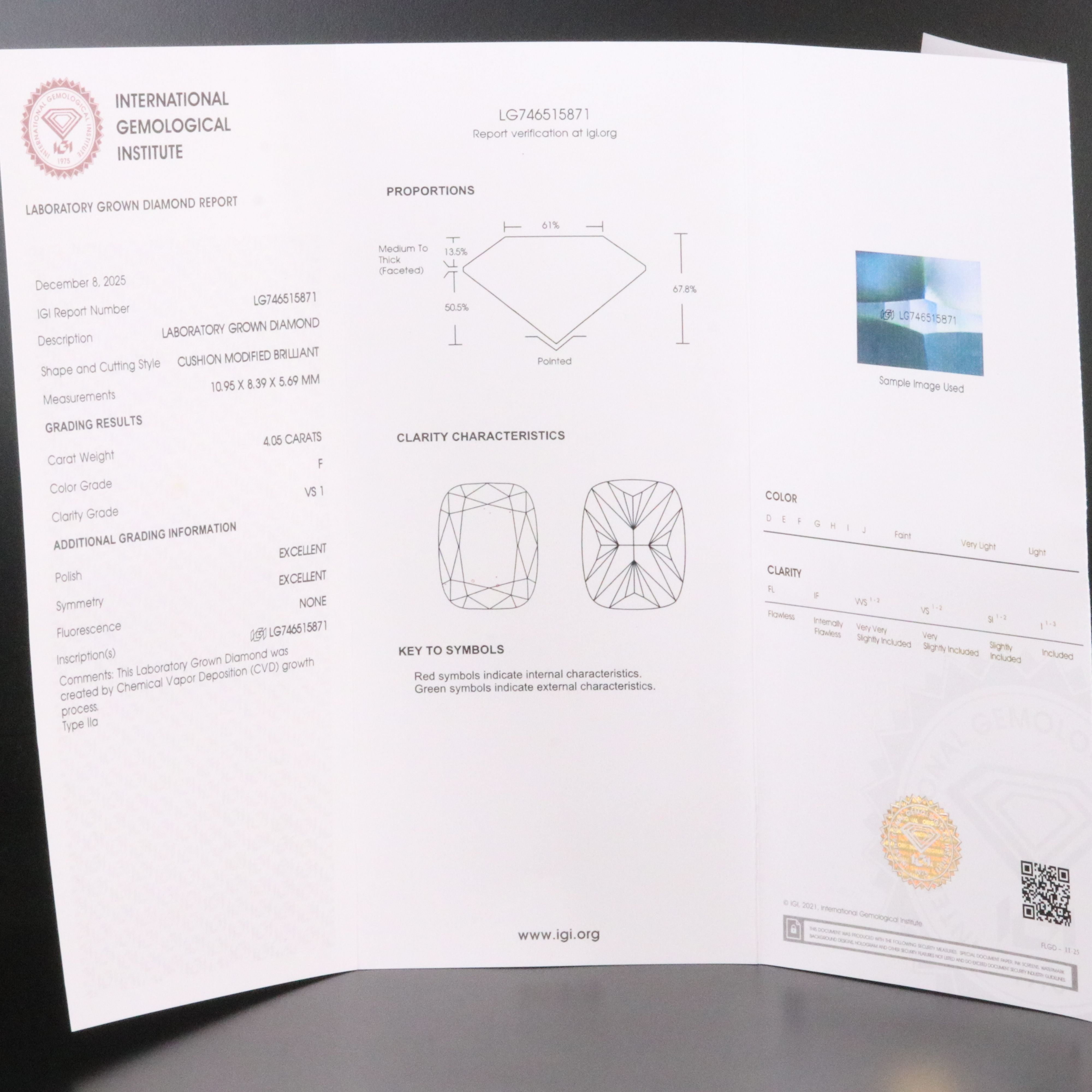 14K 4.05 CT Lab Grown Diamond Solitaire Ring with IGI Report