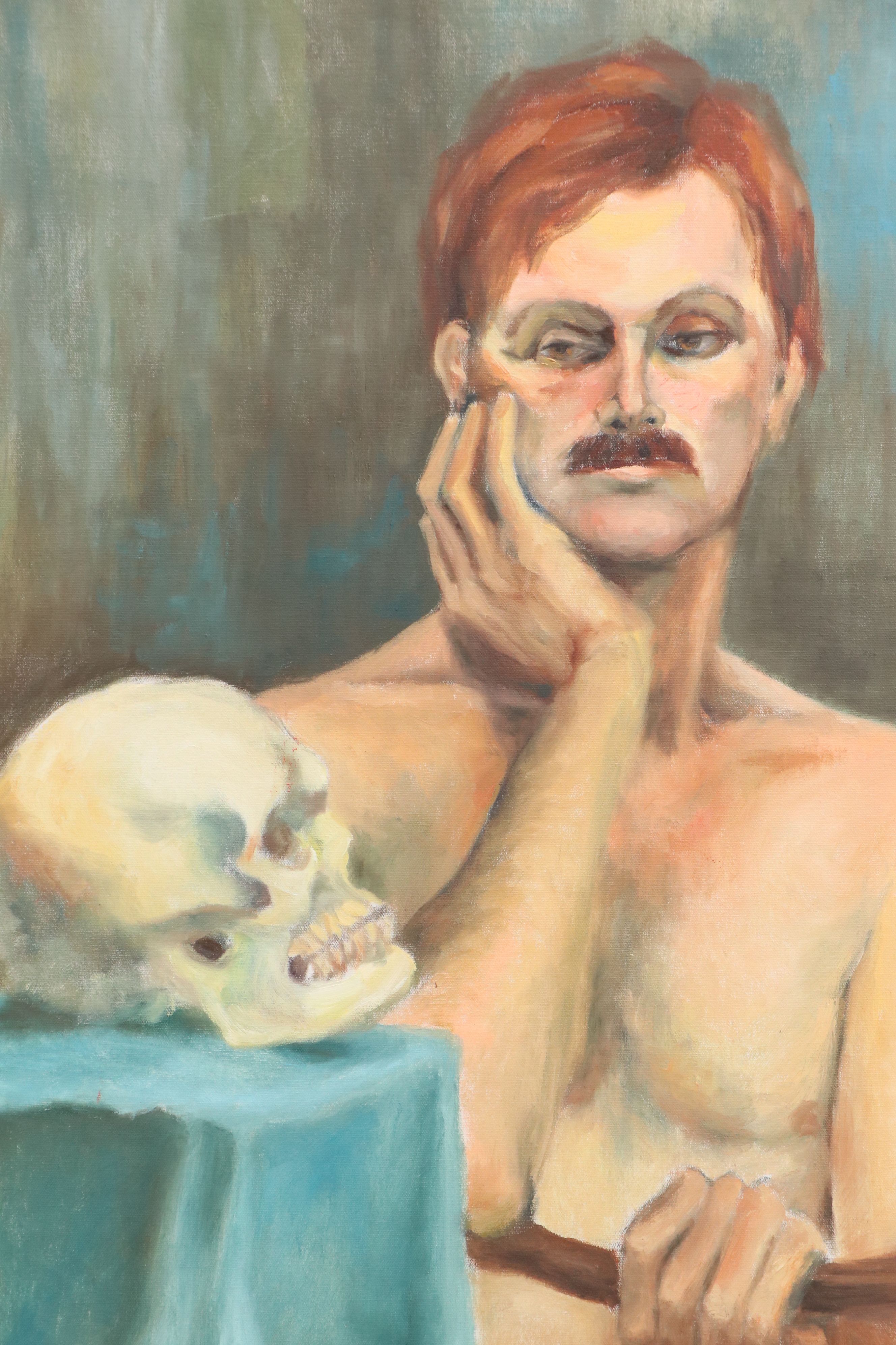 Vivian Fishbone Acrylic Painting of Man with Skull, Late 20th/21st Century