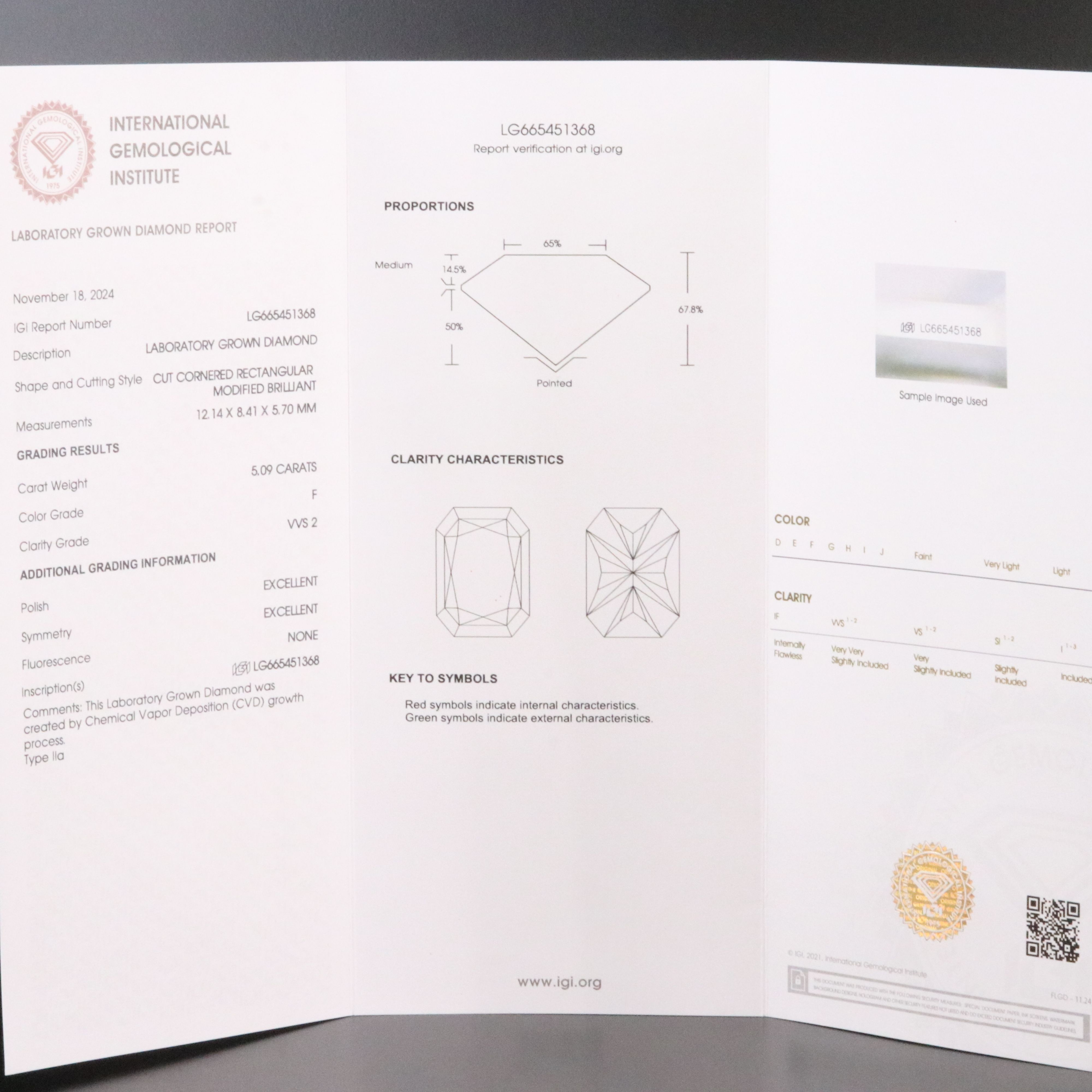 14K 5.09 CT Lab Grown Diamond Solitaire Ring with IGI Report