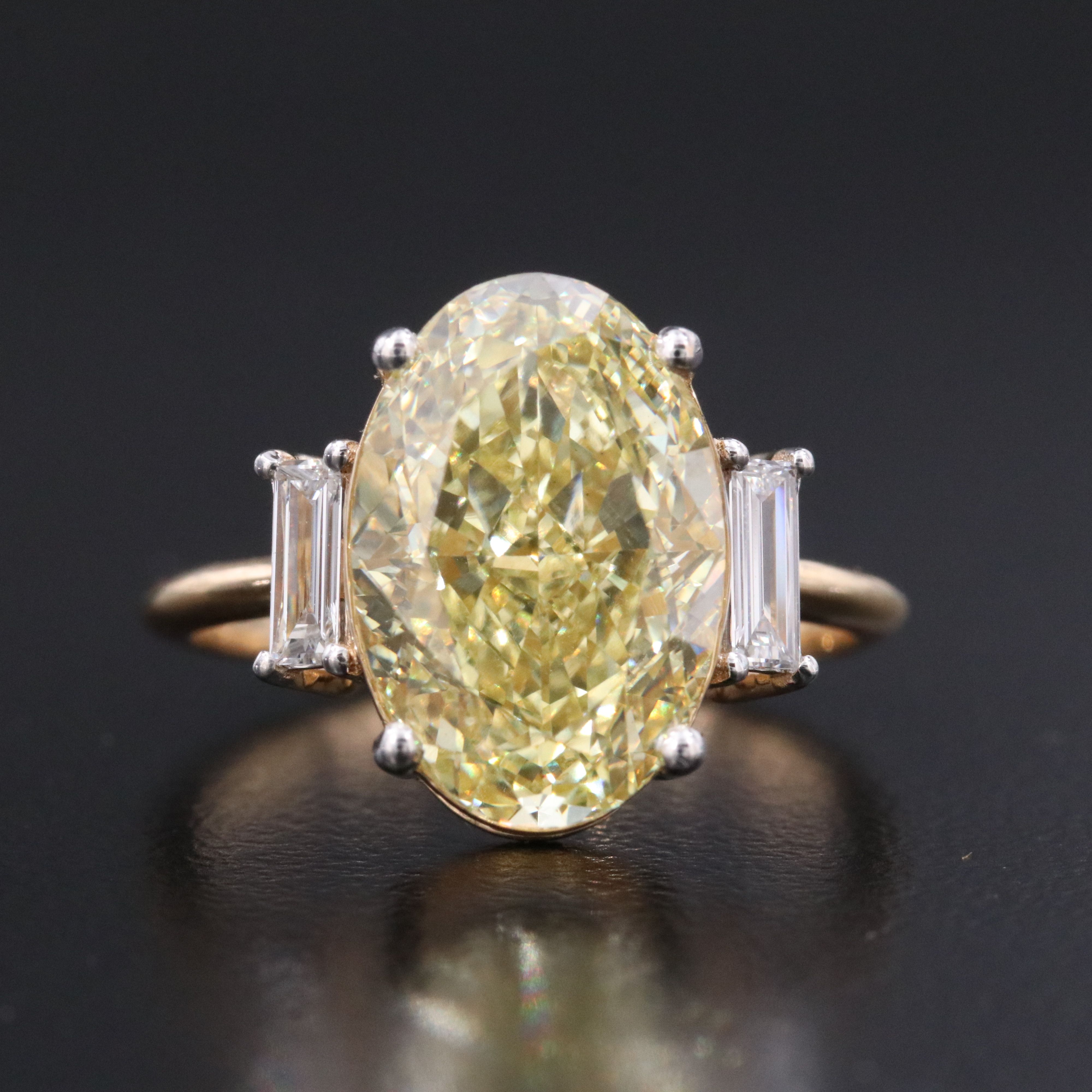 18K 5.27 CTW Lab Grown Diamond Ring ft. Fancy Intense Yellow Center & IGI Report