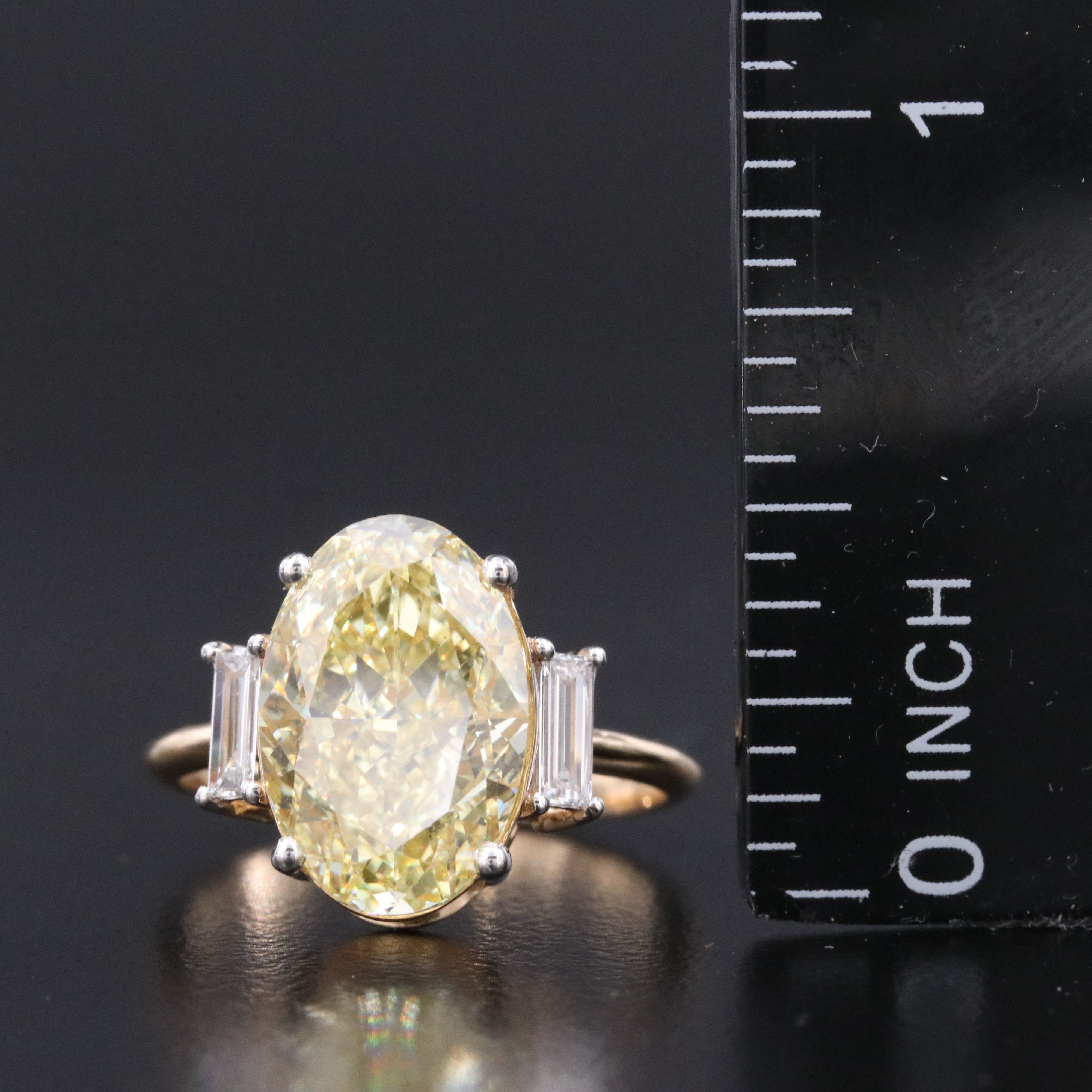 18K 5.27 CTW Lab Grown Diamond Ring ft. Fancy Intense Yellow Center & IGI Report