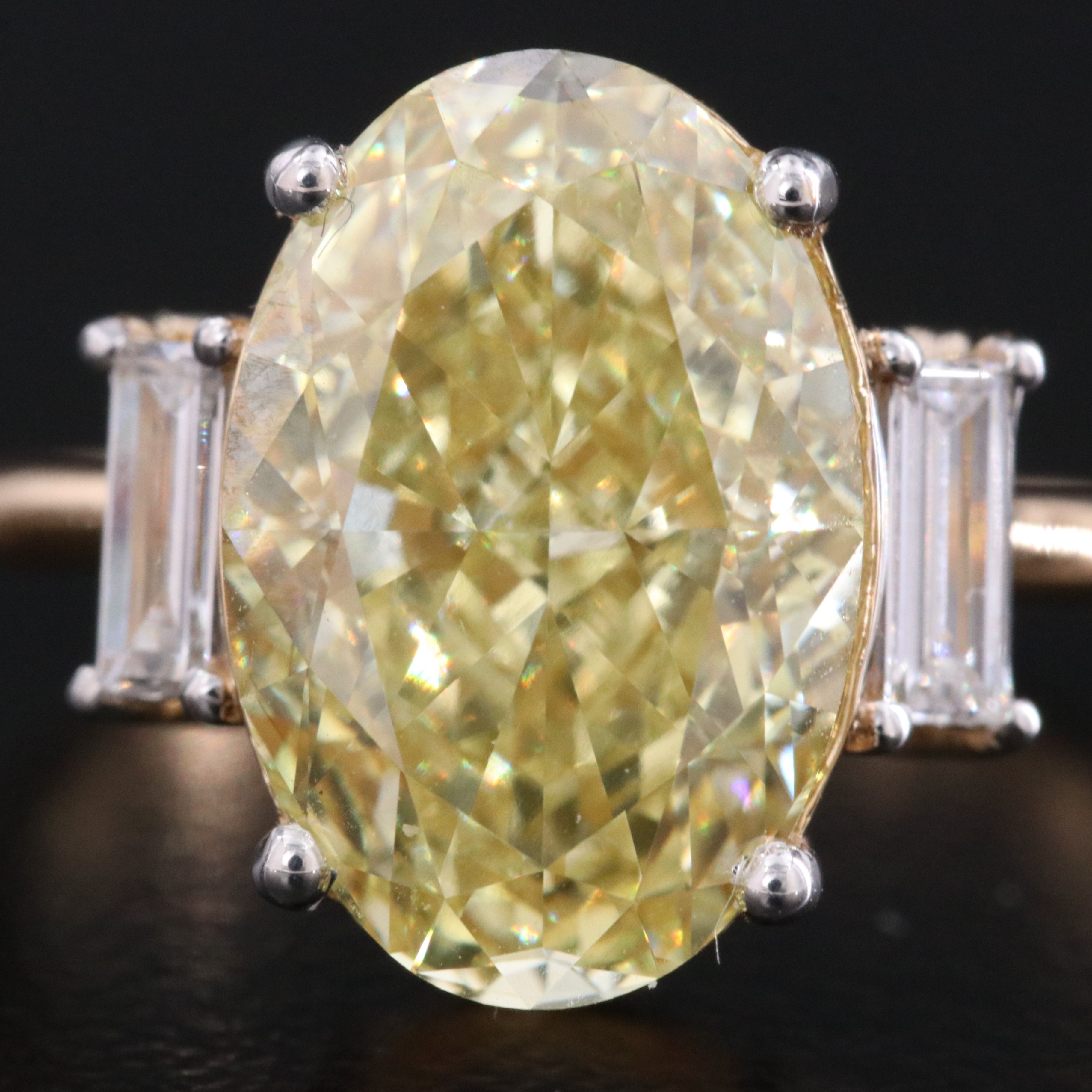 18K 5.27 CTW Lab Grown Diamond Ring ft. Fancy Intense Yellow Center & IGI Report