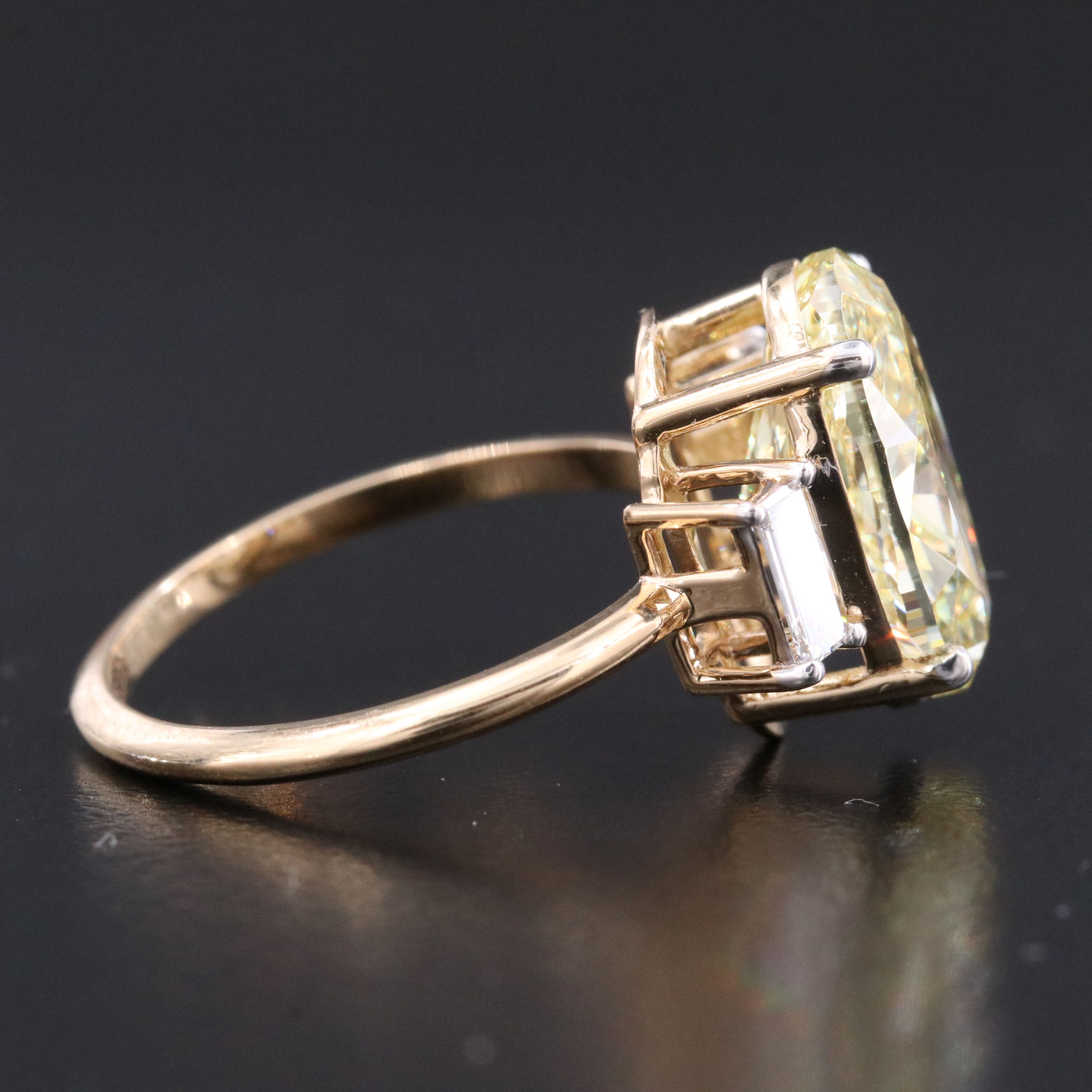 18K 5.27 CTW Lab Grown Diamond Ring ft. Fancy Intense Yellow Center & IGI Report