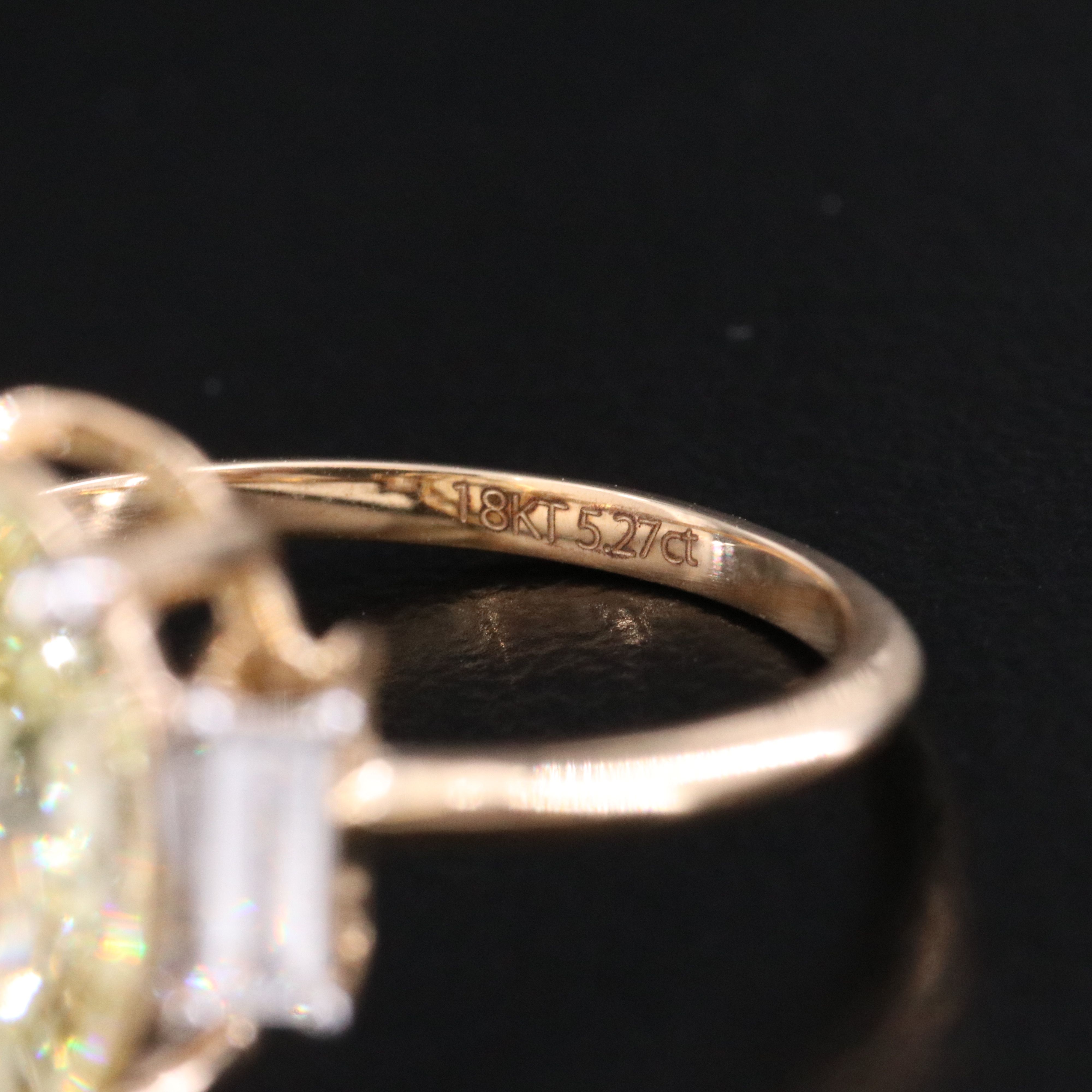 18K 5.27 CTW Lab Grown Diamond Ring ft. Fancy Intense Yellow Center & IGI Report