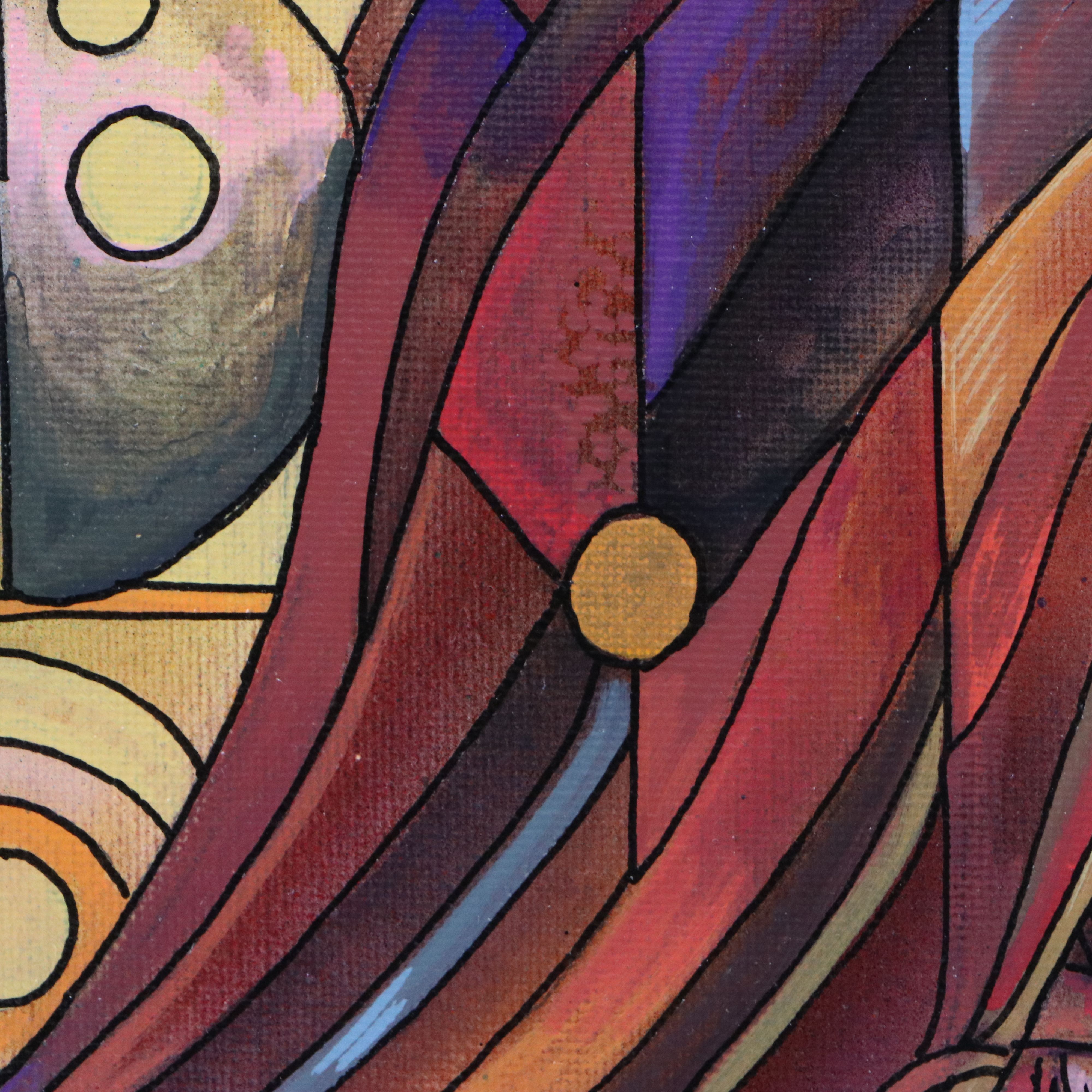 Ricardo Maya Stylized Acrylic Portrait of Woman, 21st Century