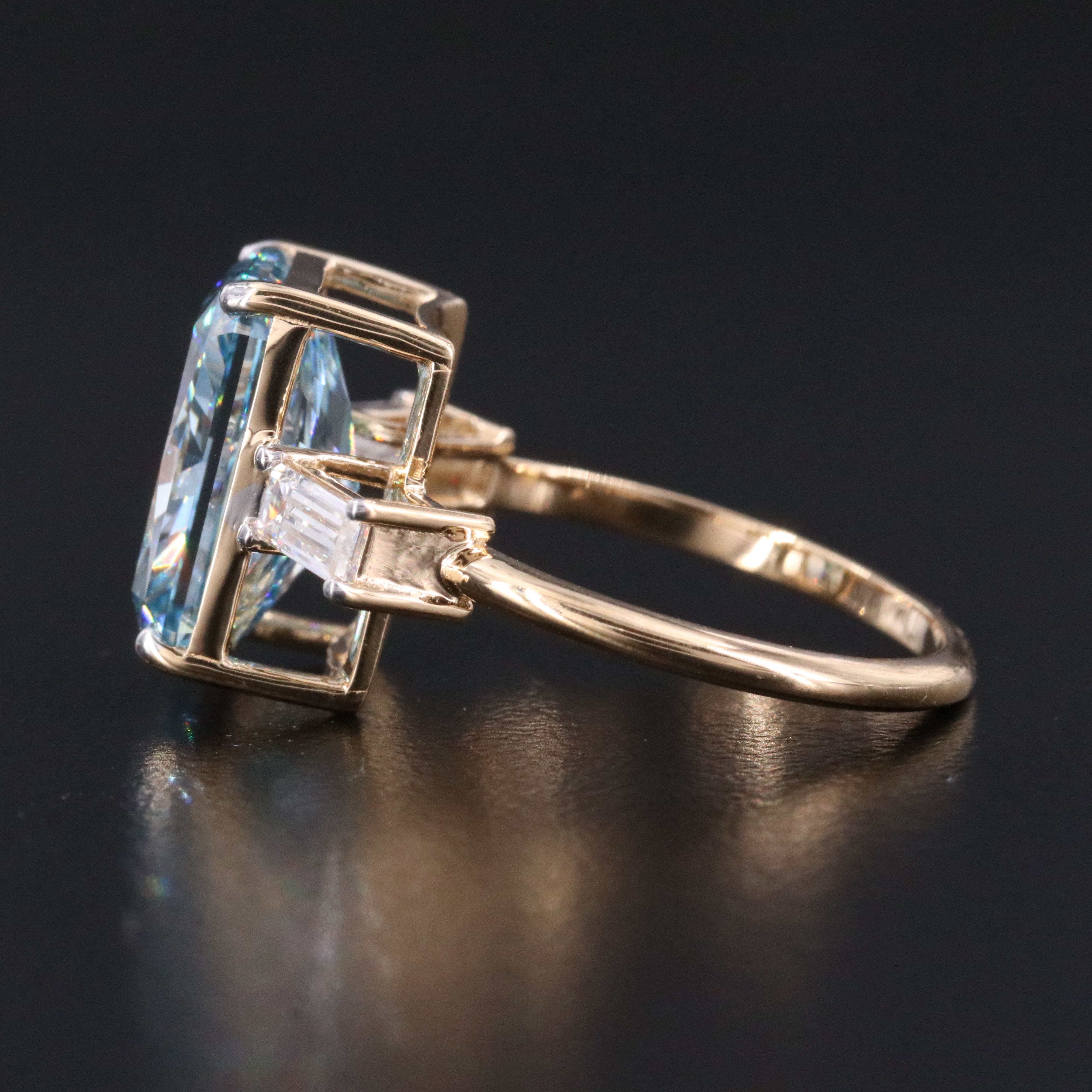 18K 5.37 CTW Lab Grown Diamond Ring with Fancy Vivid Blue Center and IGI Report