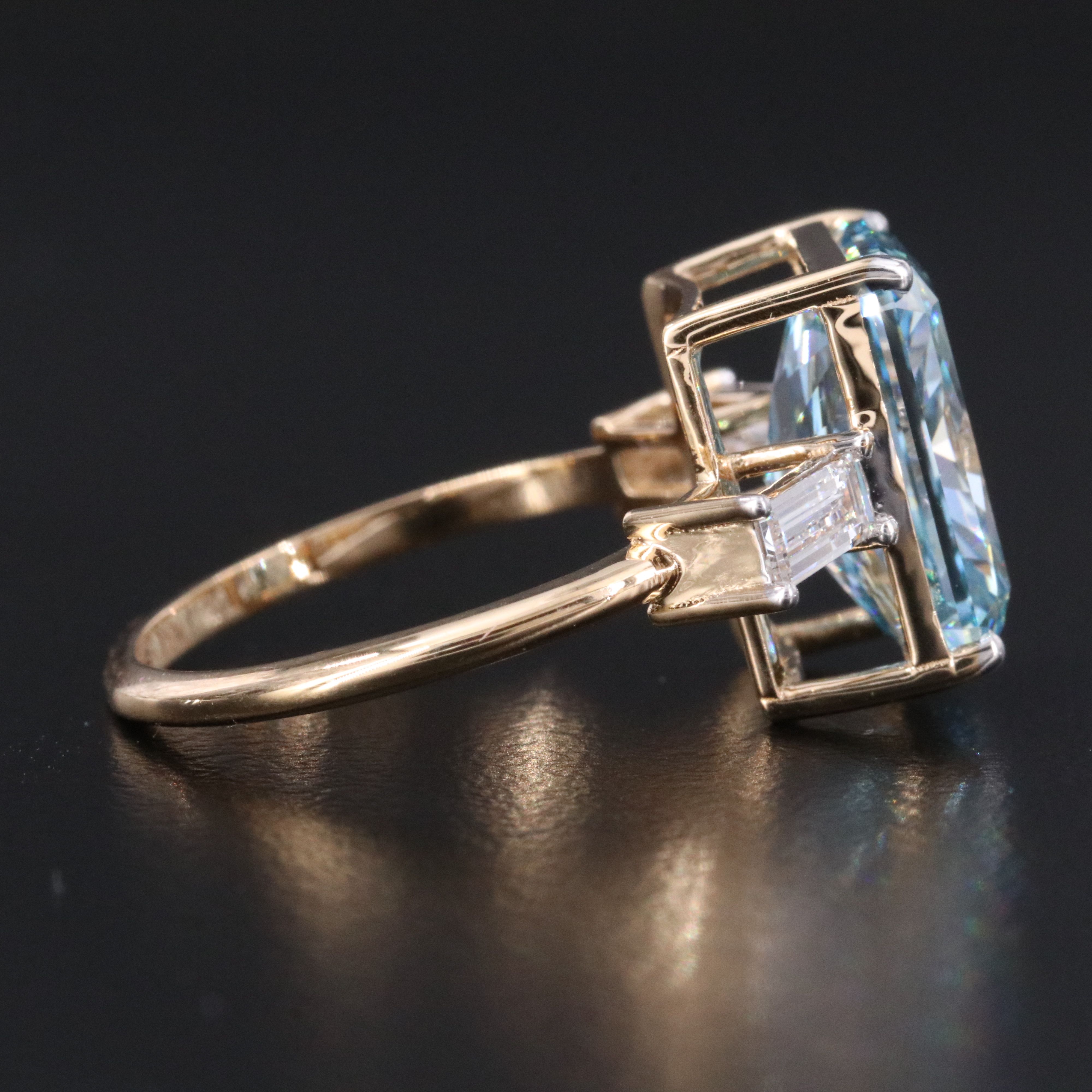 18K 5.37 CTW Lab Grown Diamond Ring with Fancy Vivid Blue Center and IGI Report