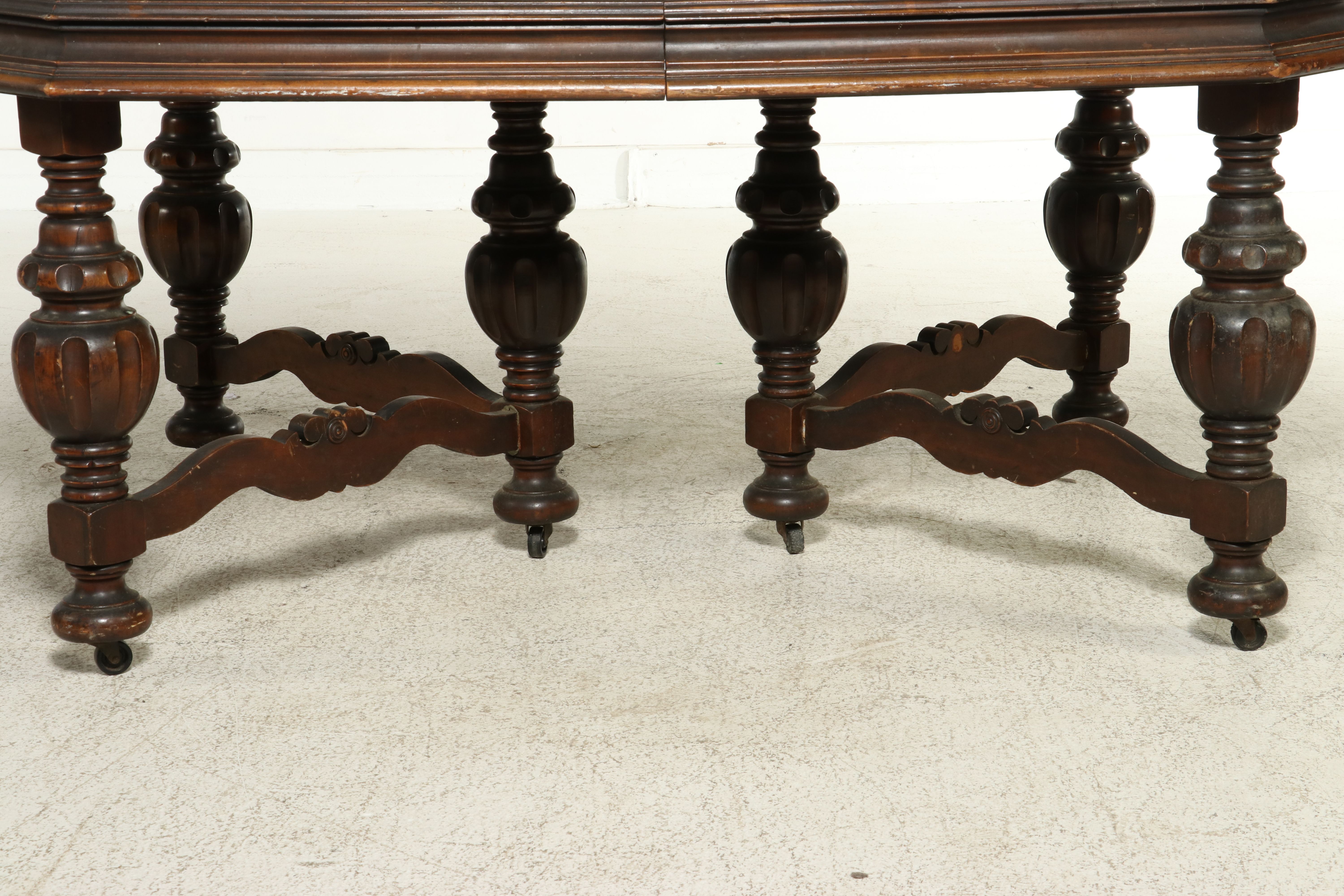 Renaissance Revival Walnut Dining Table, Late 19th to Early 20th Century