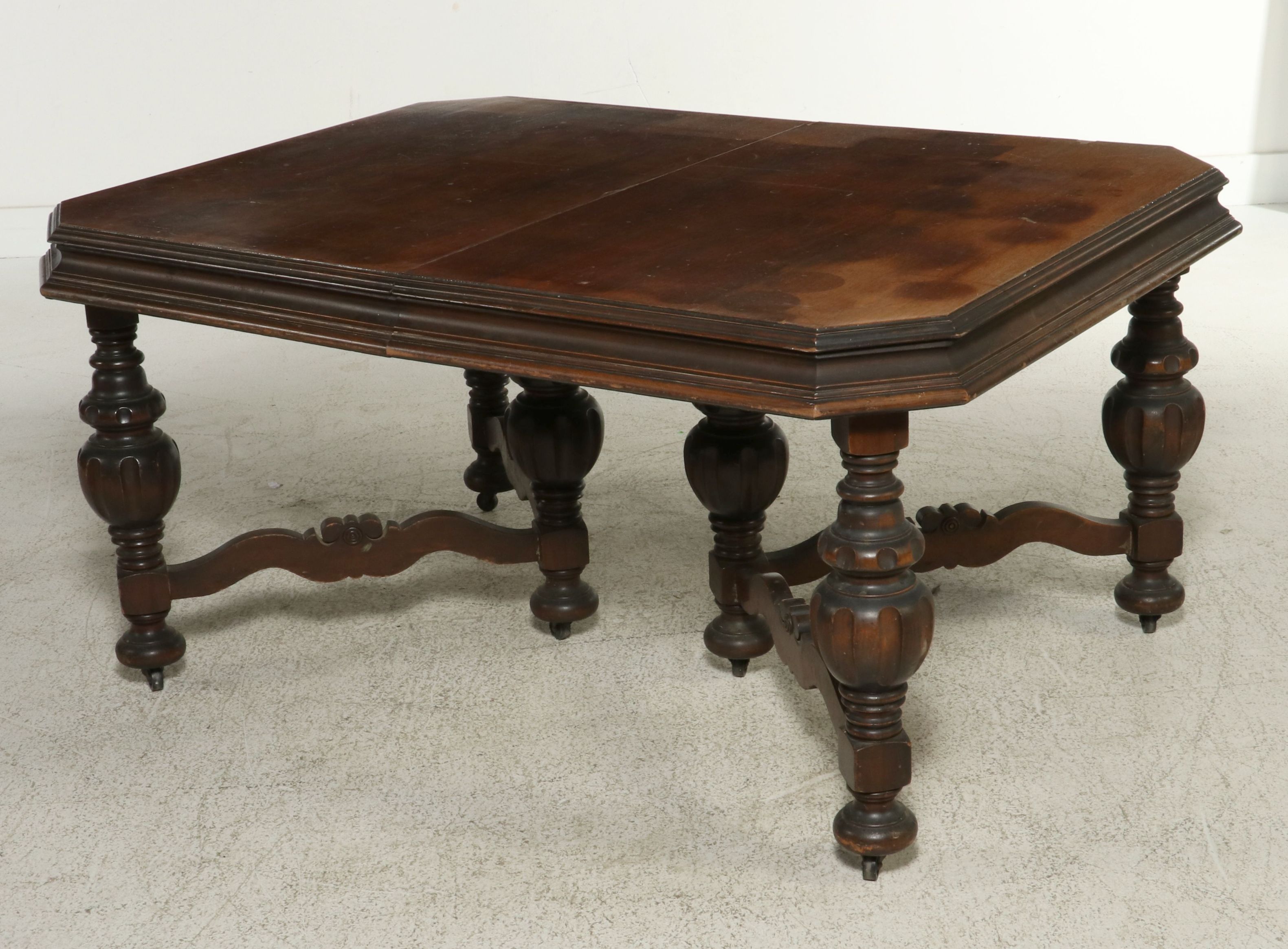 Renaissance Revival Walnut Dining Table, Late 19th to Early 20th Century