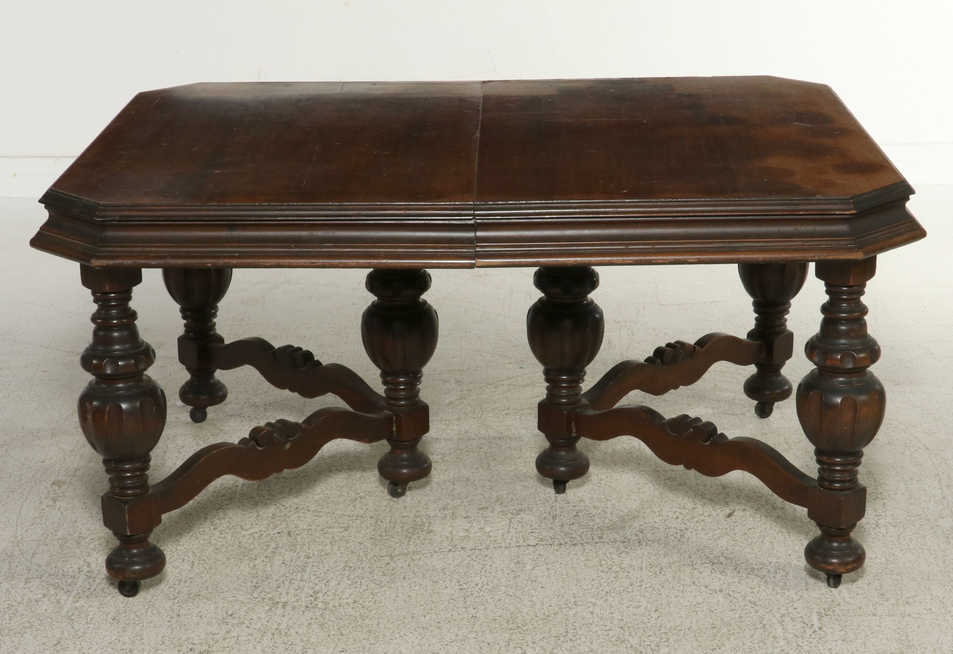 Renaissance Revival Walnut Dining Table, Late 19th to Early 20th Century