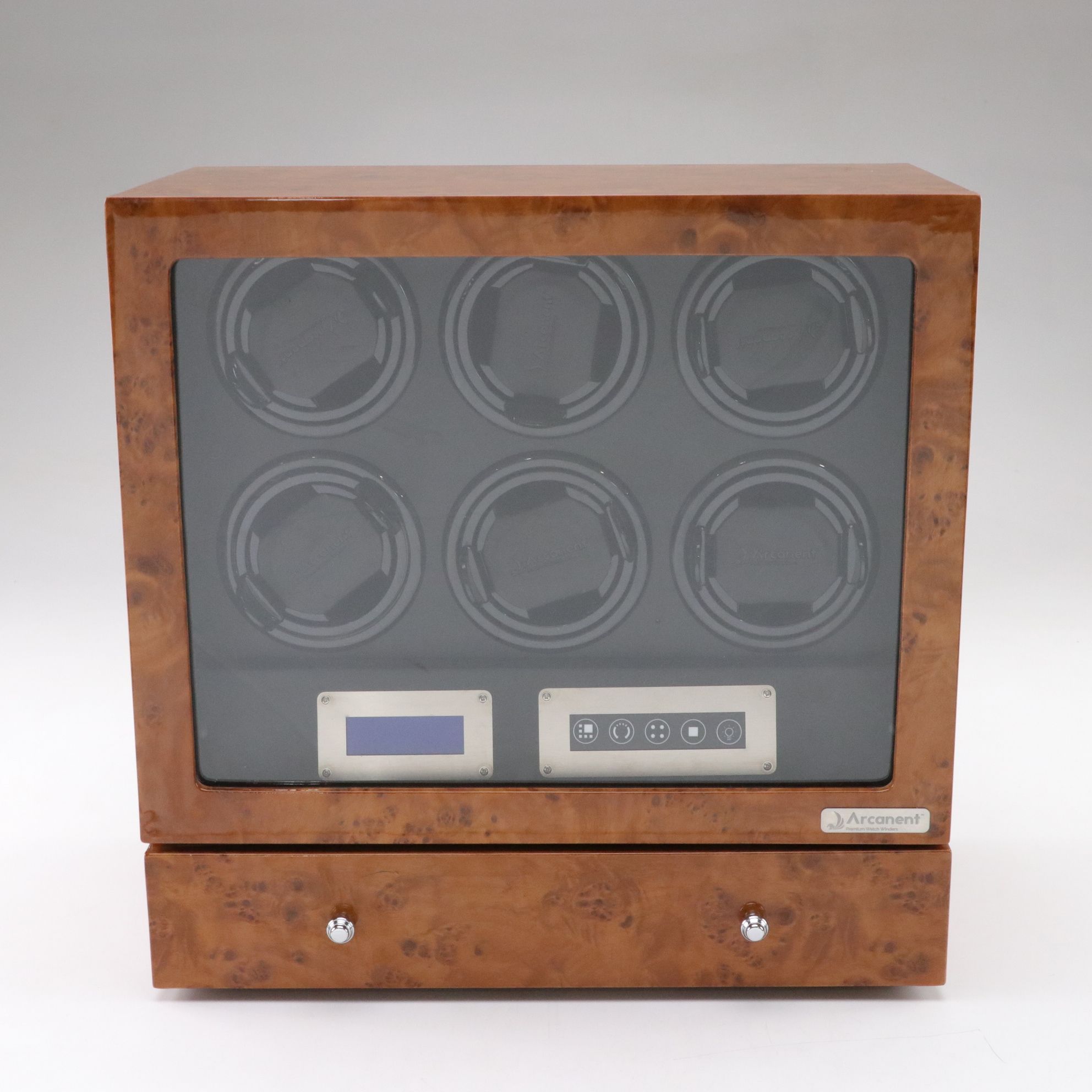 Arcanent Honey Burlwood 6-Slot Automatic Watch  Winder