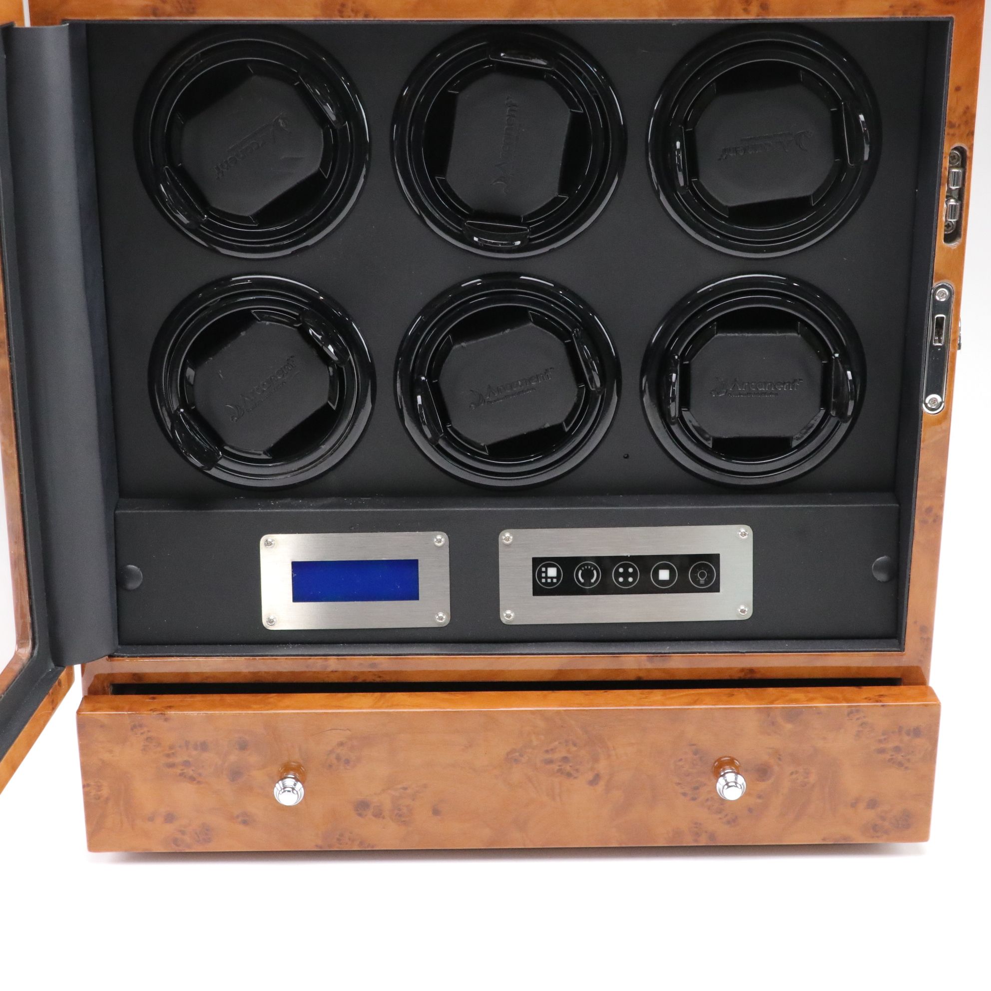 Arcanent Honey Burlwood 6-Slot Automatic Watch  Winder