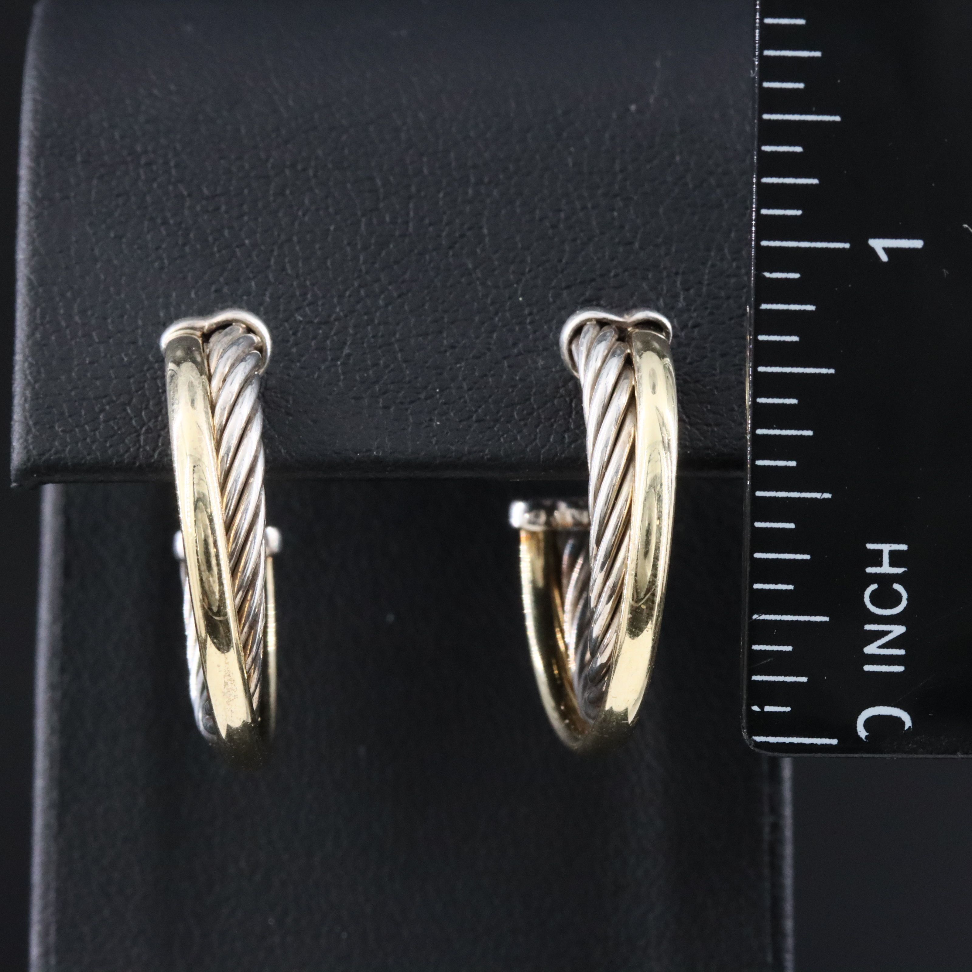 David Yurman Crossover Sterling and 18K Bonded Gold Hoop Earrings