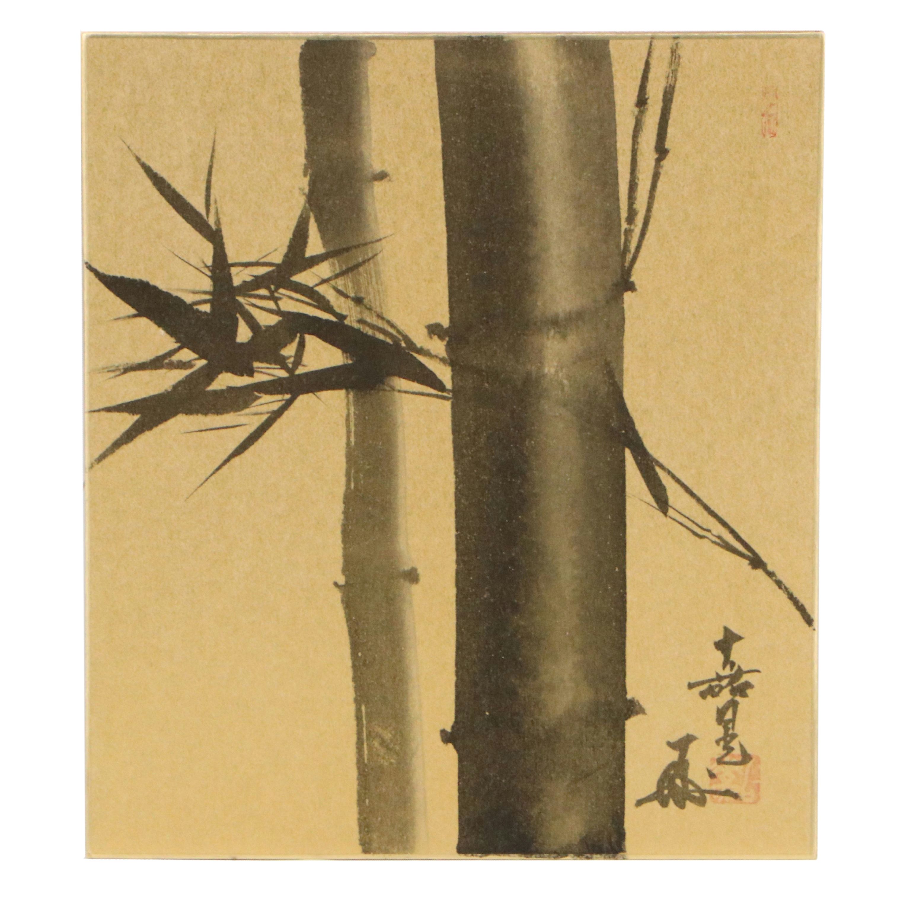 Japanese School Ink and Watercolor Paintings of Bamboo