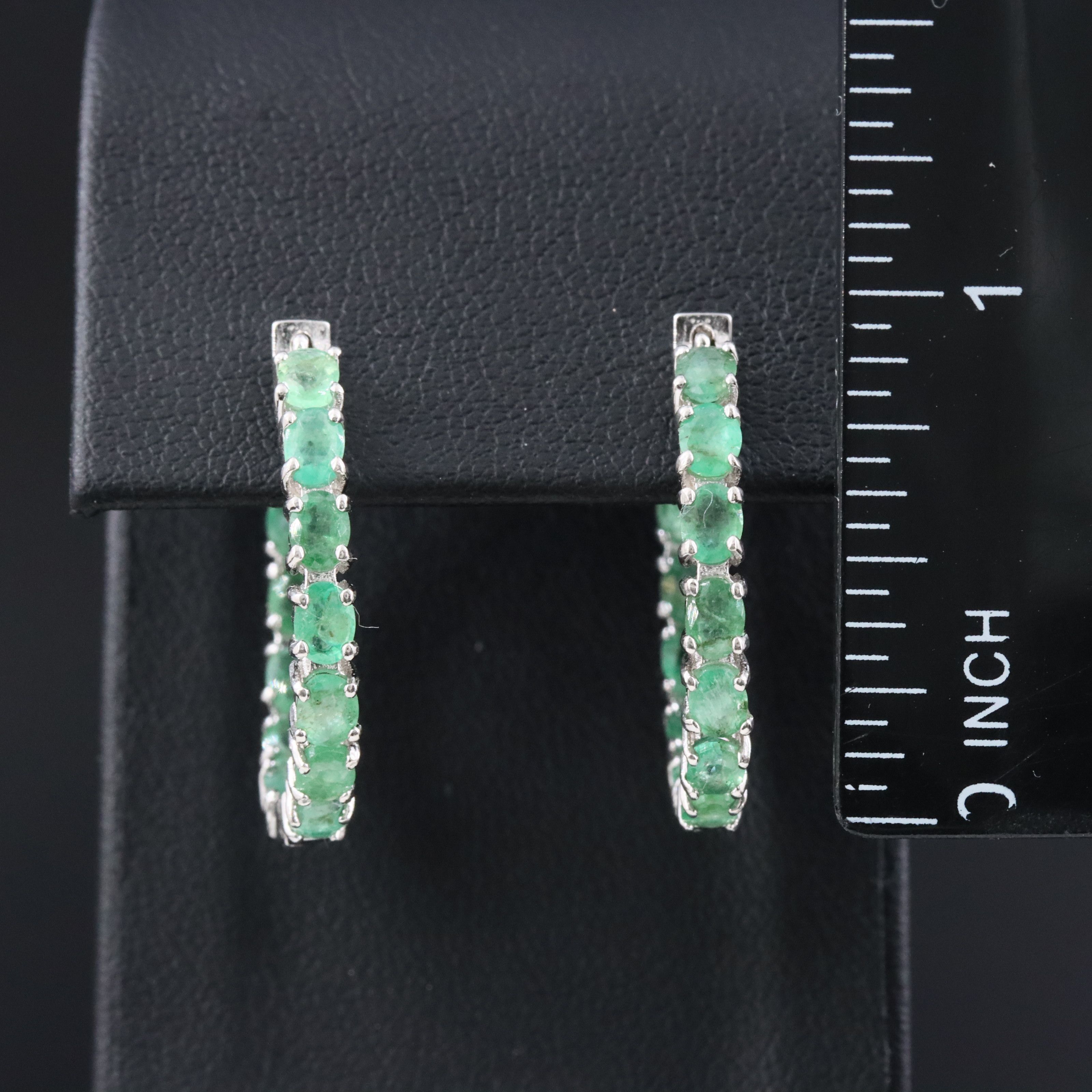 Sterling Emerald Inside-Out Hoop Earrings