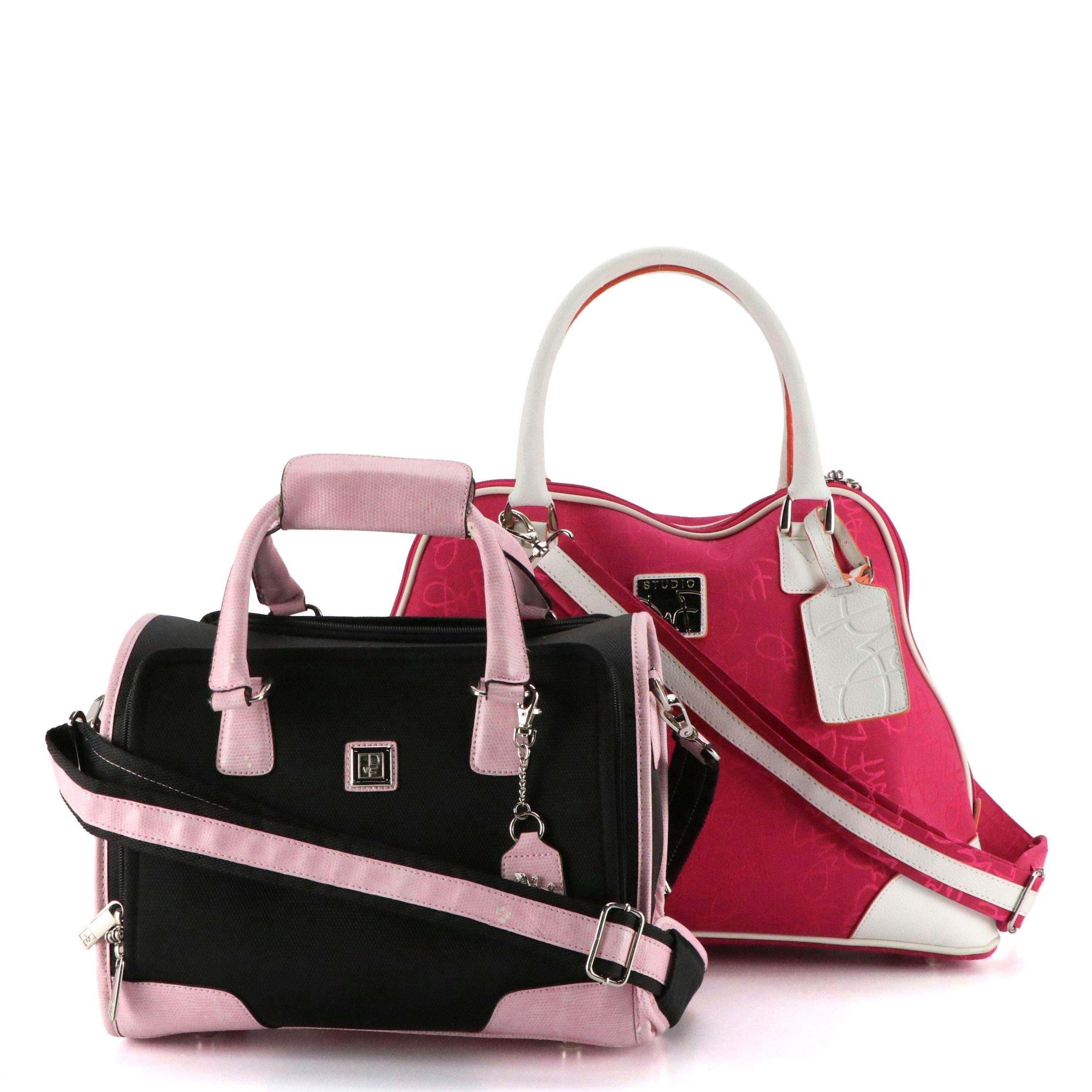 Studio by Diane Von Furstenberg Two-Way Travel Bags in Leather Trimmed Canvas