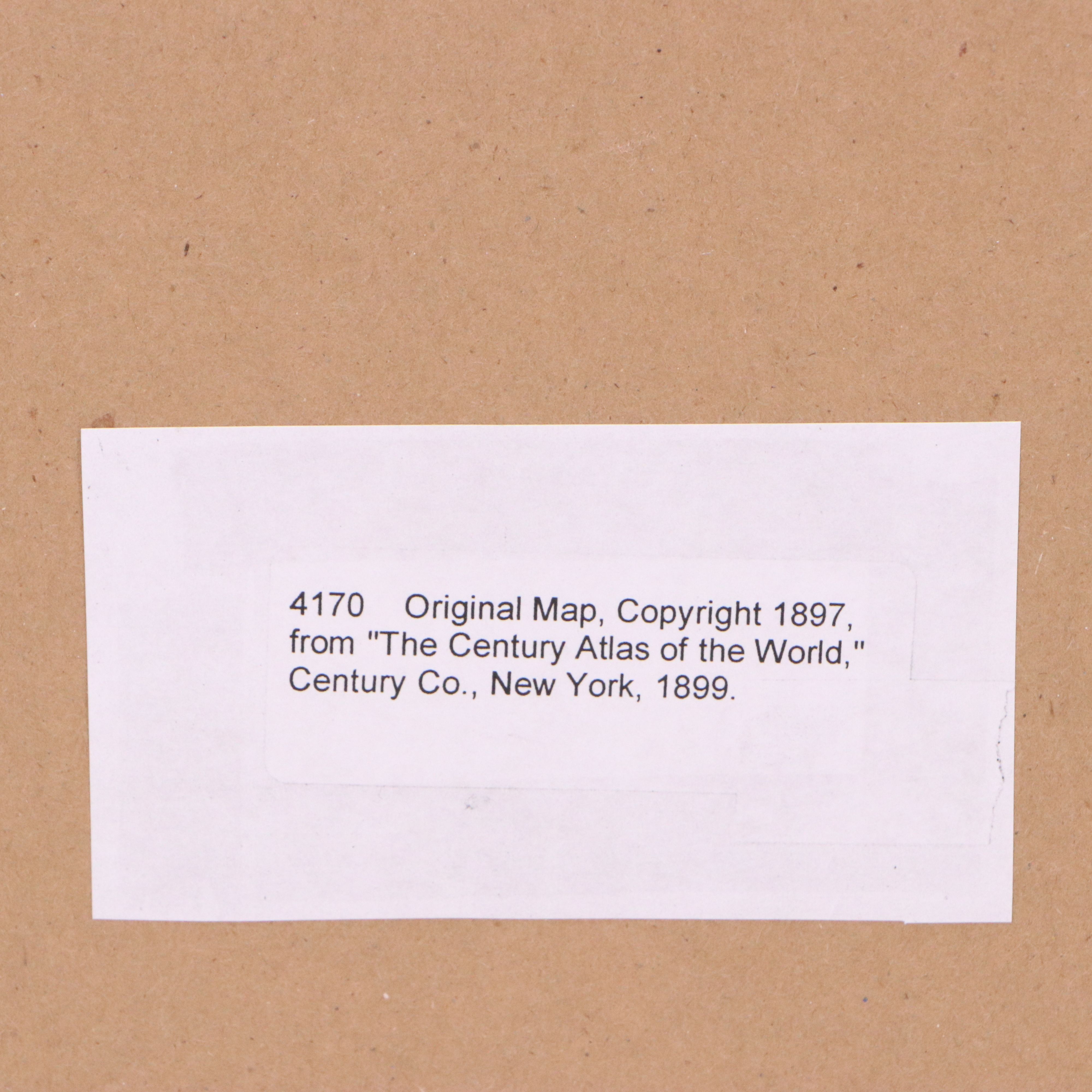 Wax Engraved Map "The Century Atlas: Ohio, Southern Part," 1897
