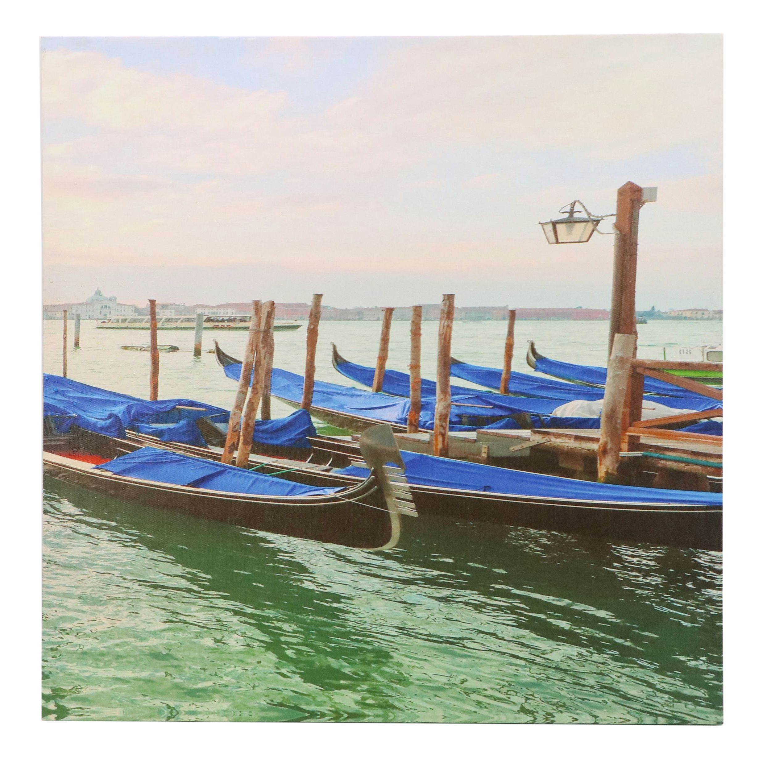 Venetian Lagoon Gicleé Triptych with Gondolas, 21st Century