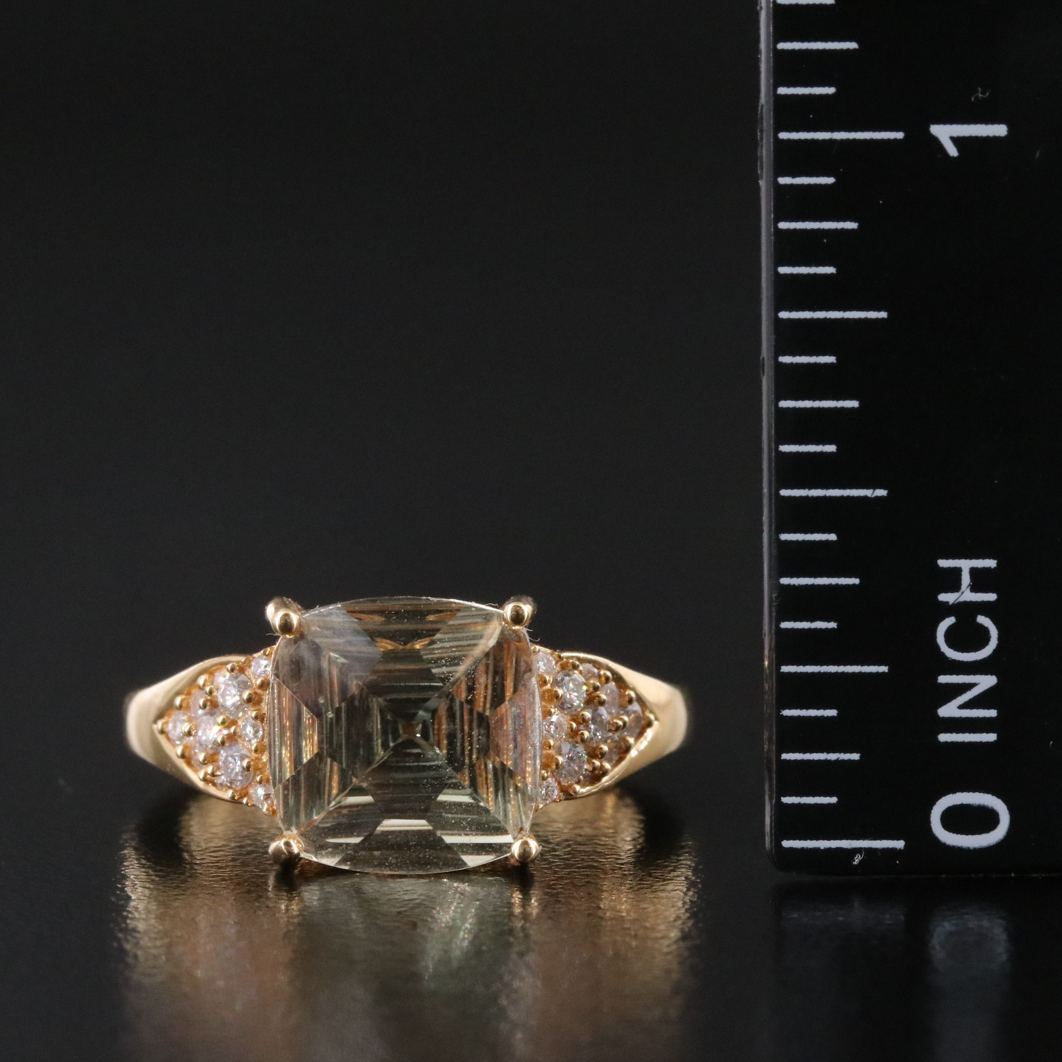Chromia 18K Sunstone and Diamond Ring