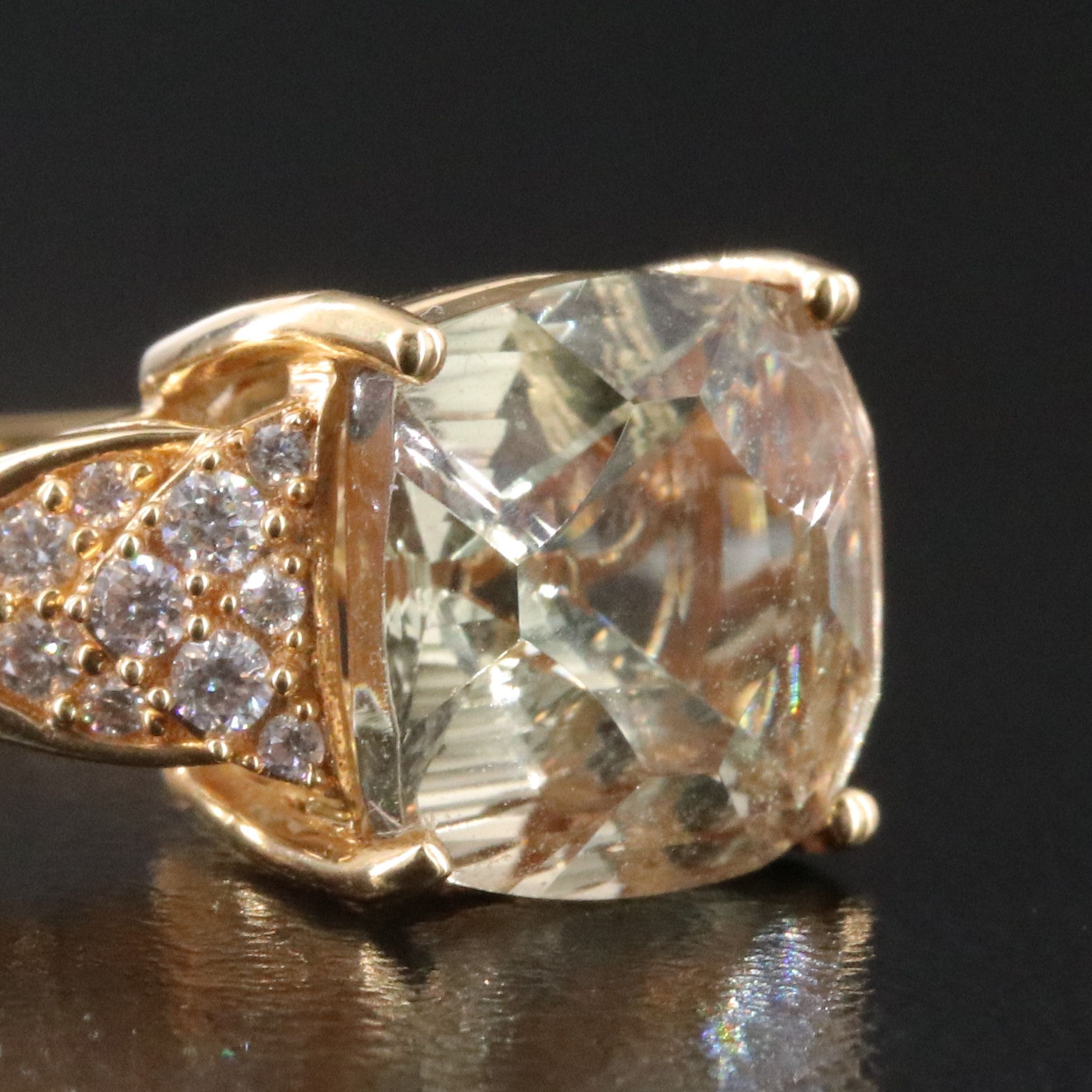 Chromia 18K Sunstone and Diamond Ring