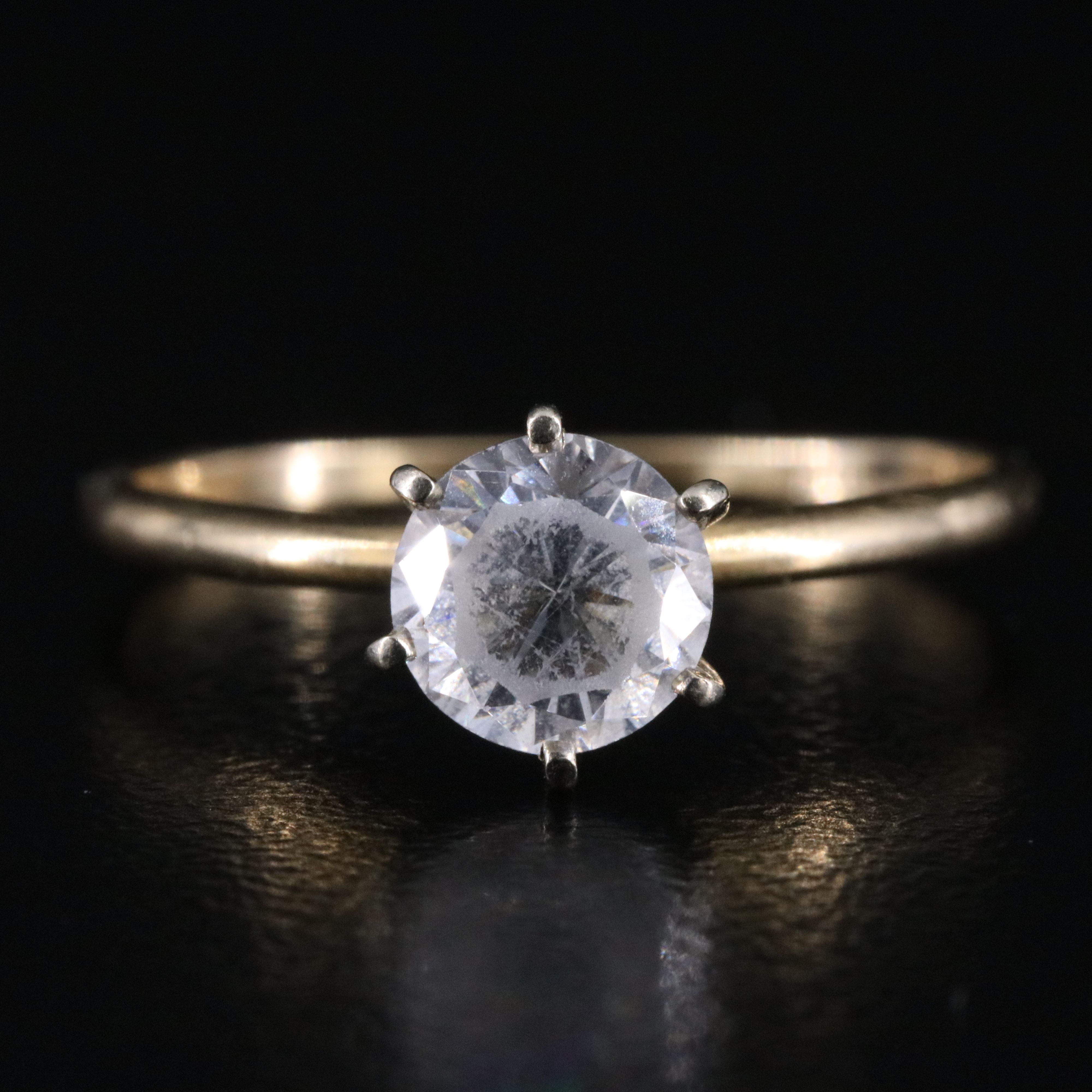 14K CZ Solitaire Ring