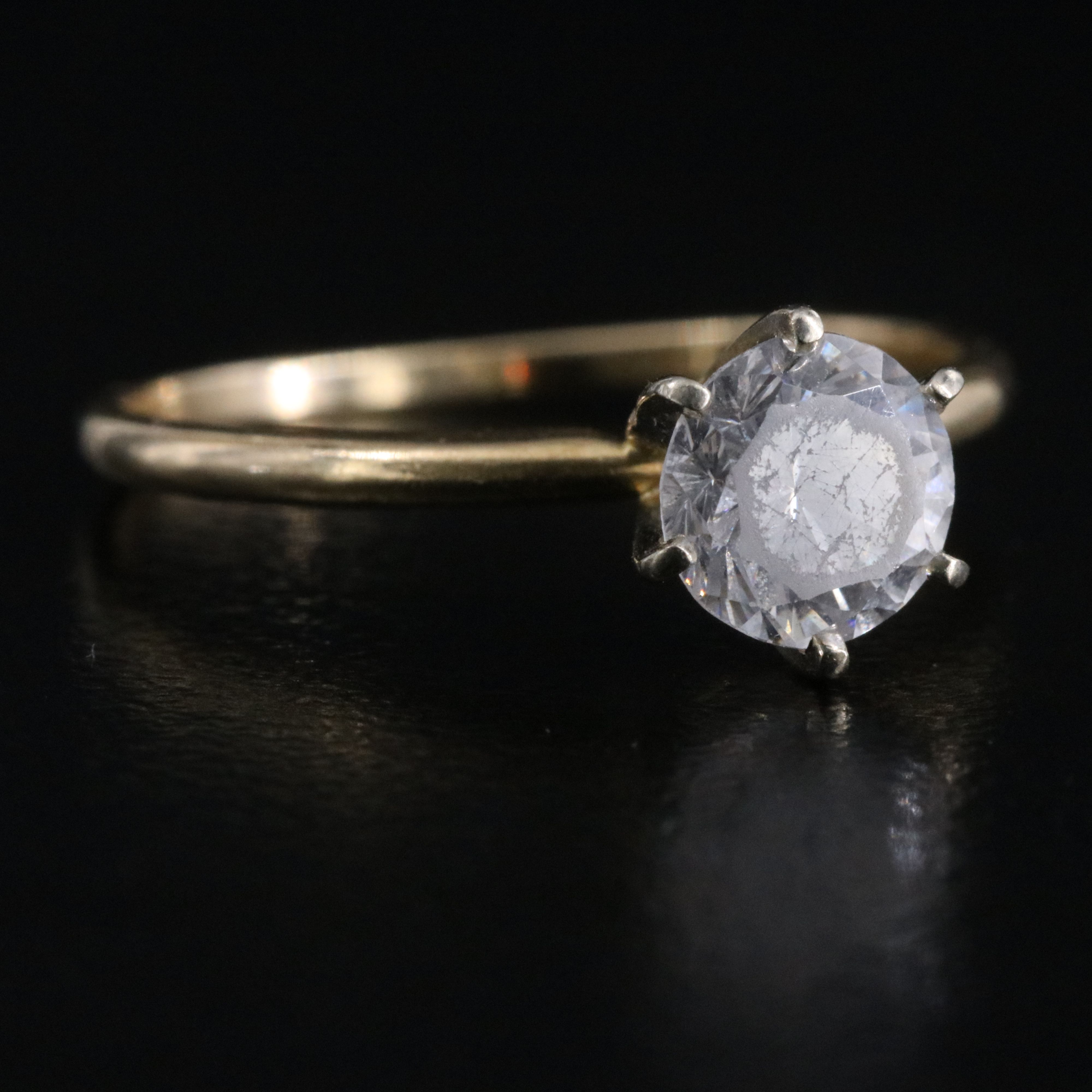 14K CZ Solitaire Ring