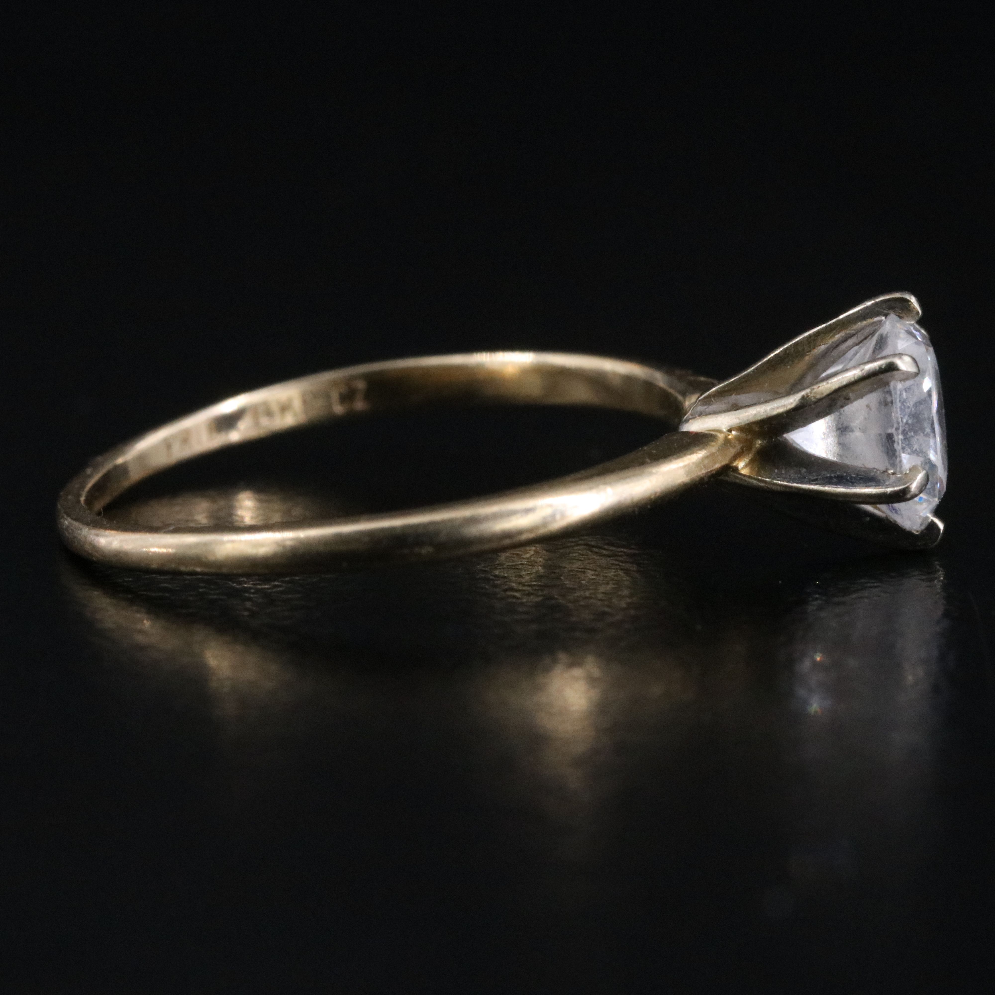 14K CZ Solitaire Ring