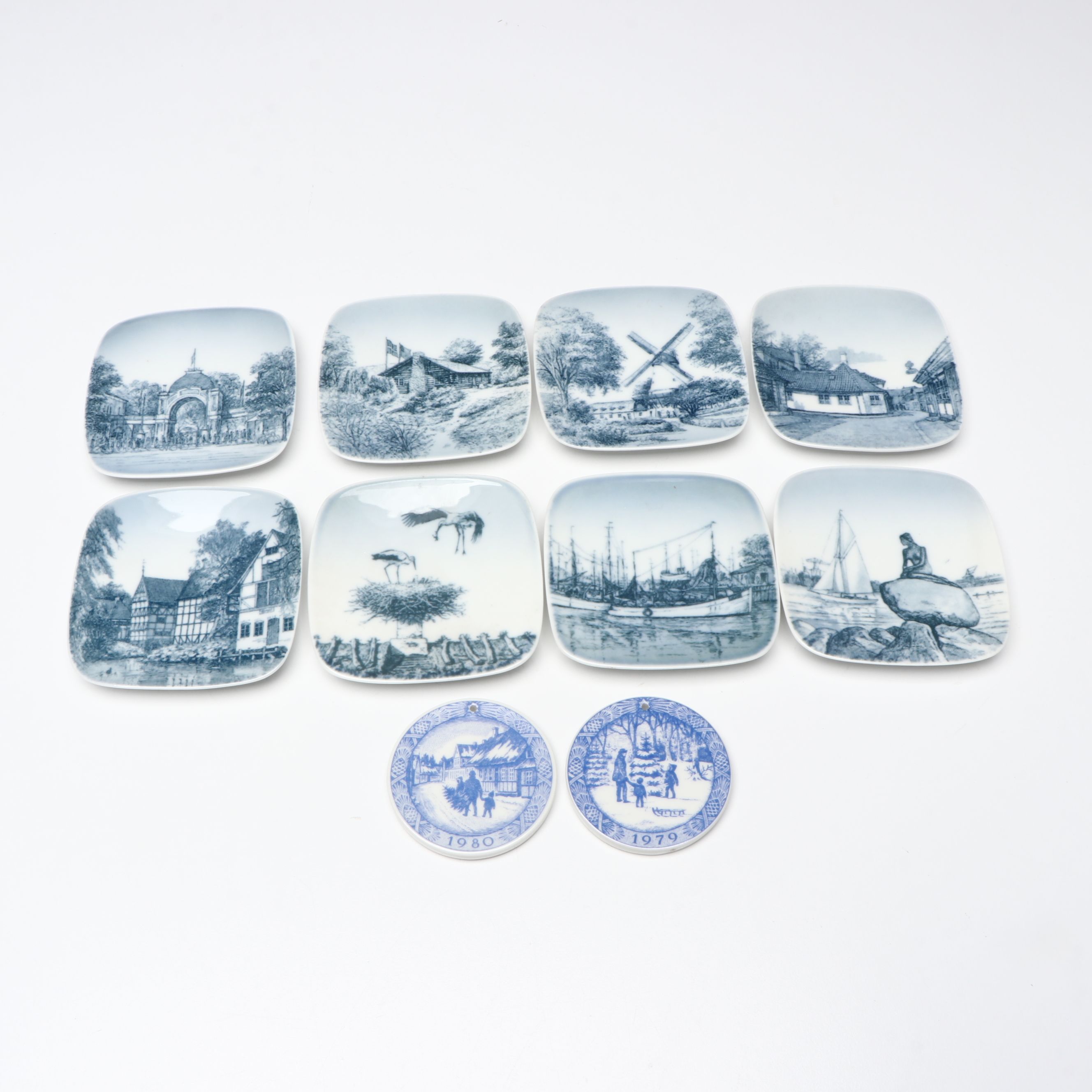 Bing & Grøndahl Porcelain Collector Plates, Medallions, and Bell, Vintage