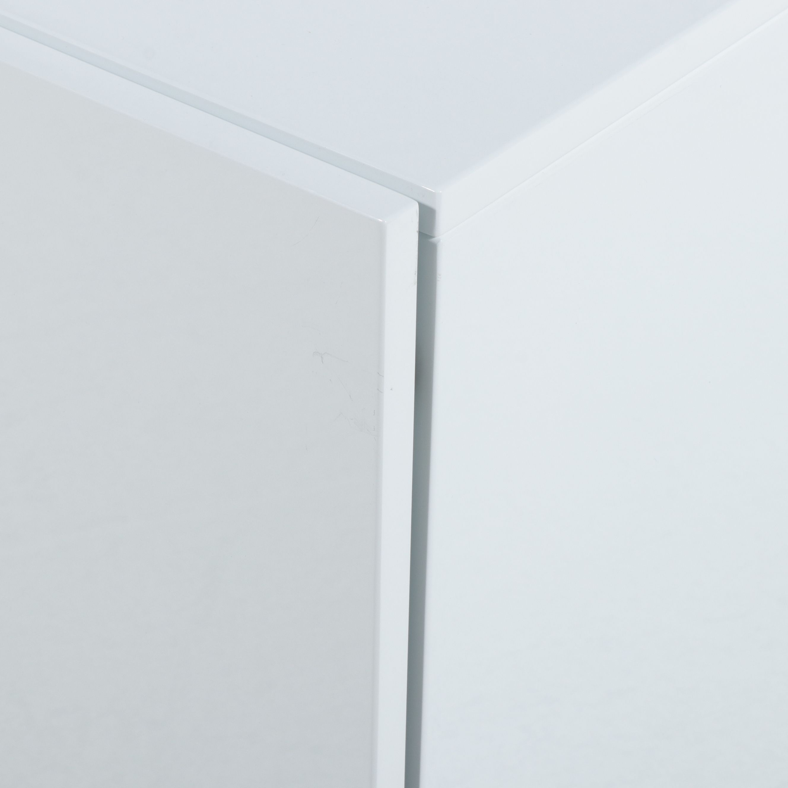 Contemporary High-Gloss White Two-Door Media Cabinet