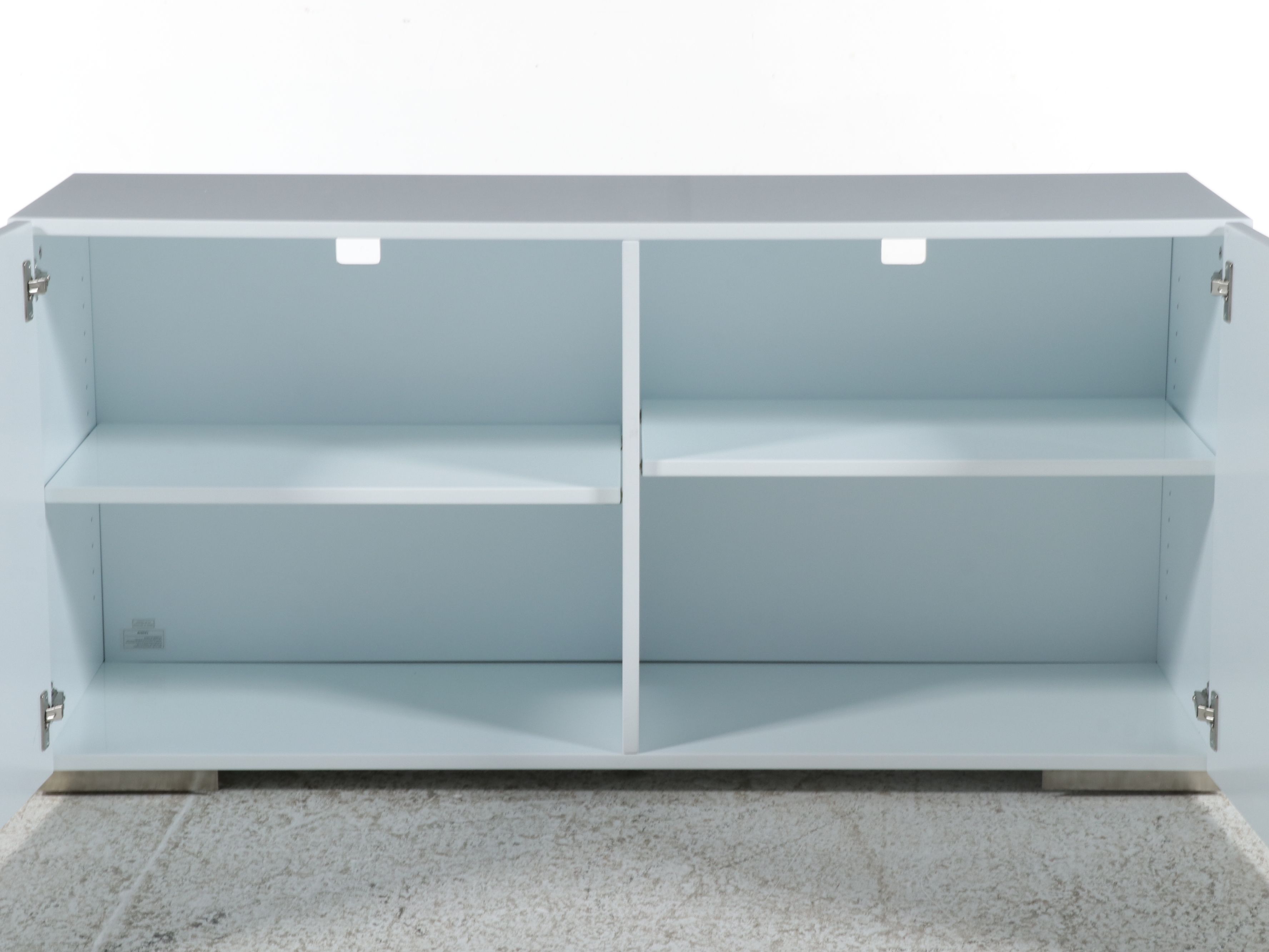 Contemporary High-Gloss White Two-Door Media Cabinet