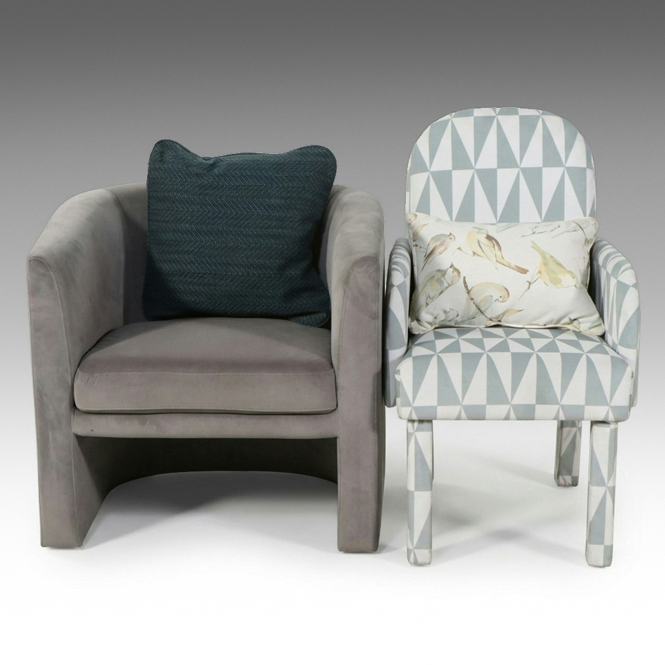 Target "Vernon" Barrel Chair and "Siena" Anywhere Chair, 2021