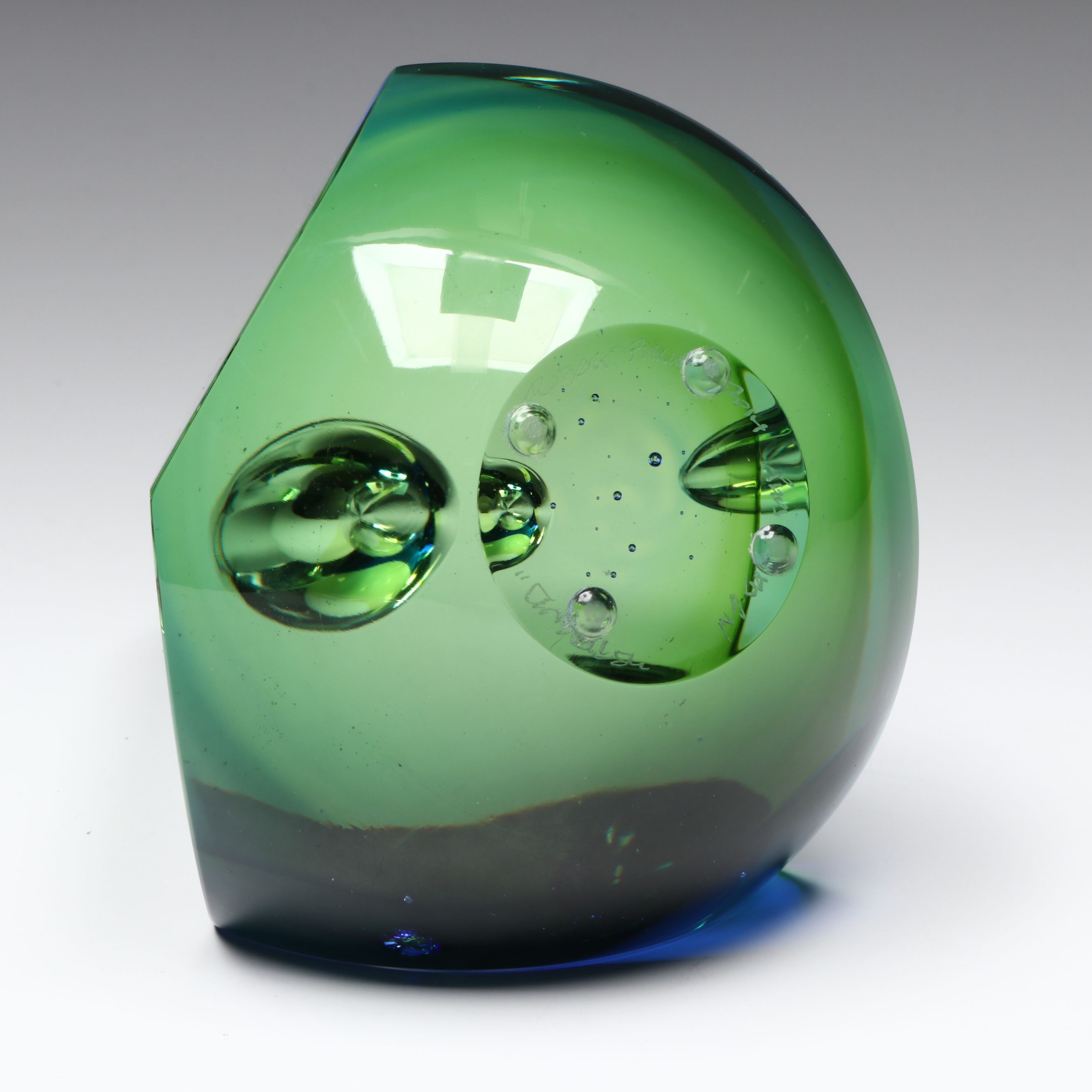 Robert Phillips Teardrop Overlay Art Glass Sculpture, 2014