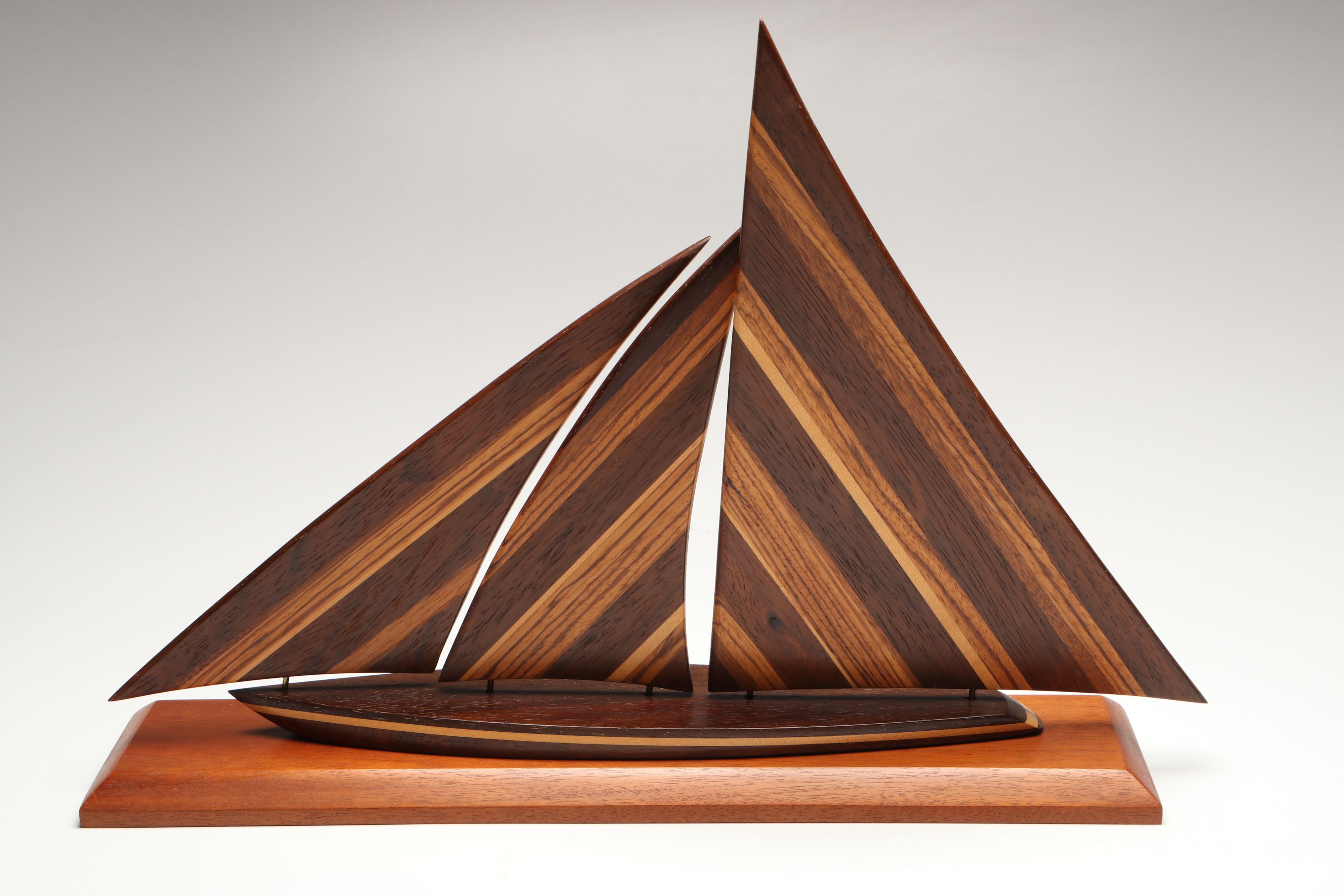 Mid Century Modern Style Handcrafted Wooden Sailboat, 20th Century