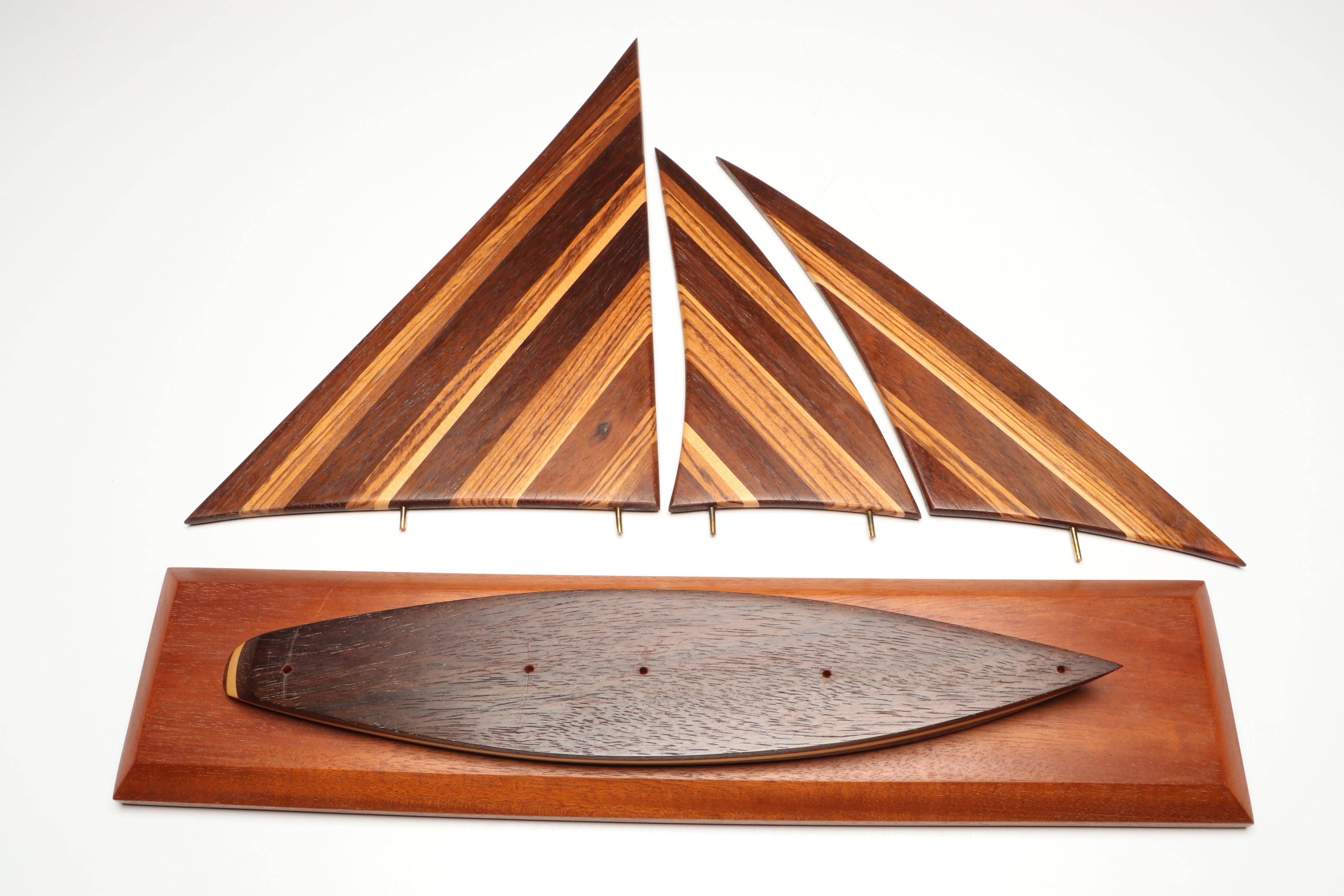 Mid Century Modern Style Handcrafted Wooden Sailboat, 20th Century