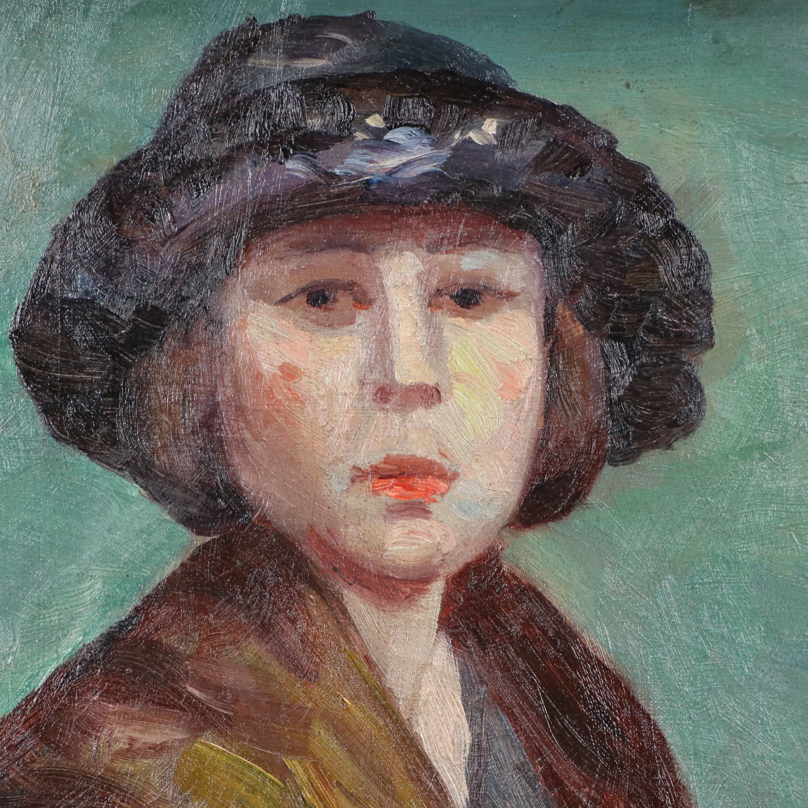 Charles Meurer Oil Painting of Woman in Cloche Hat