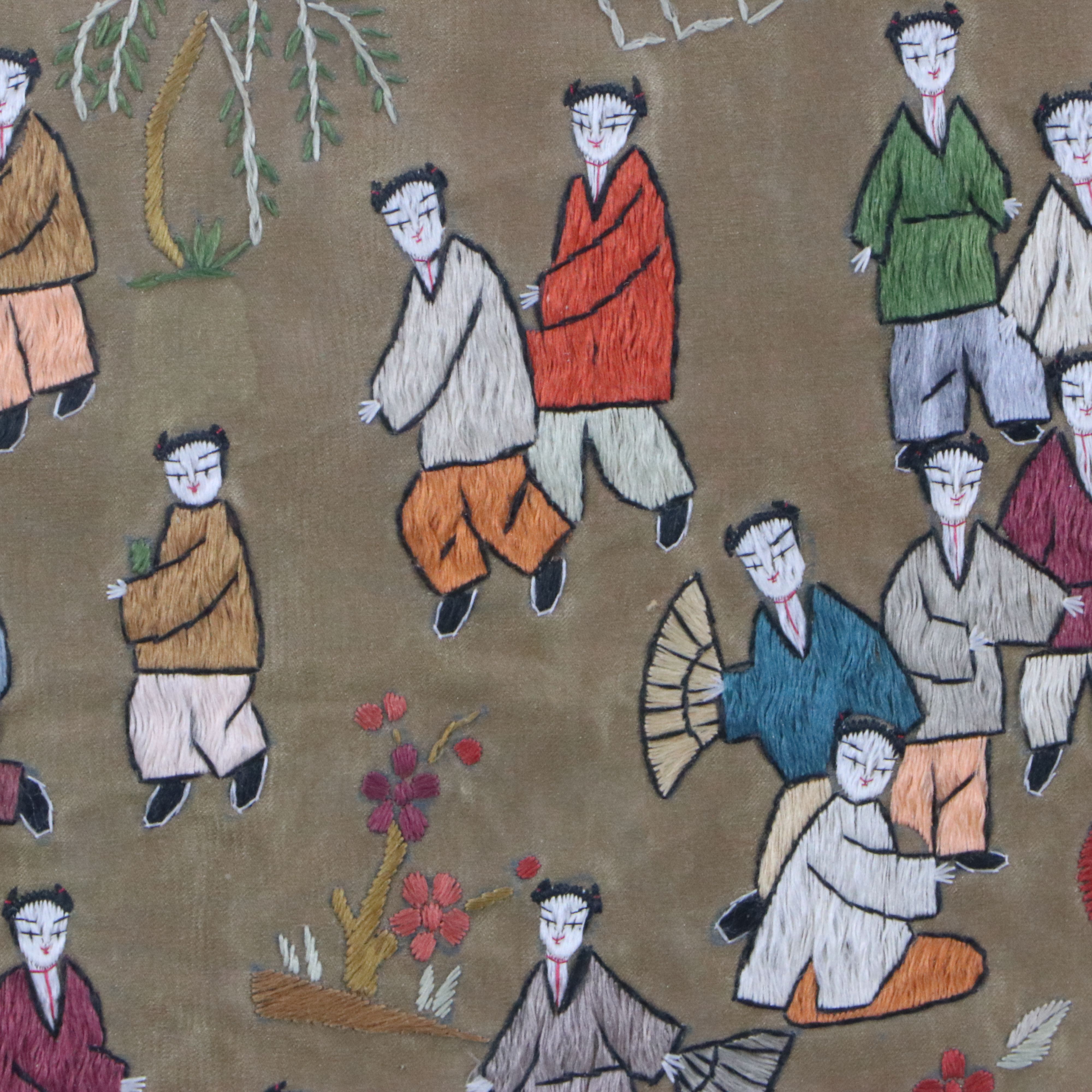 Chinese Embroidered Silk Panel "100 Children," Late 20th to Early 21st Century