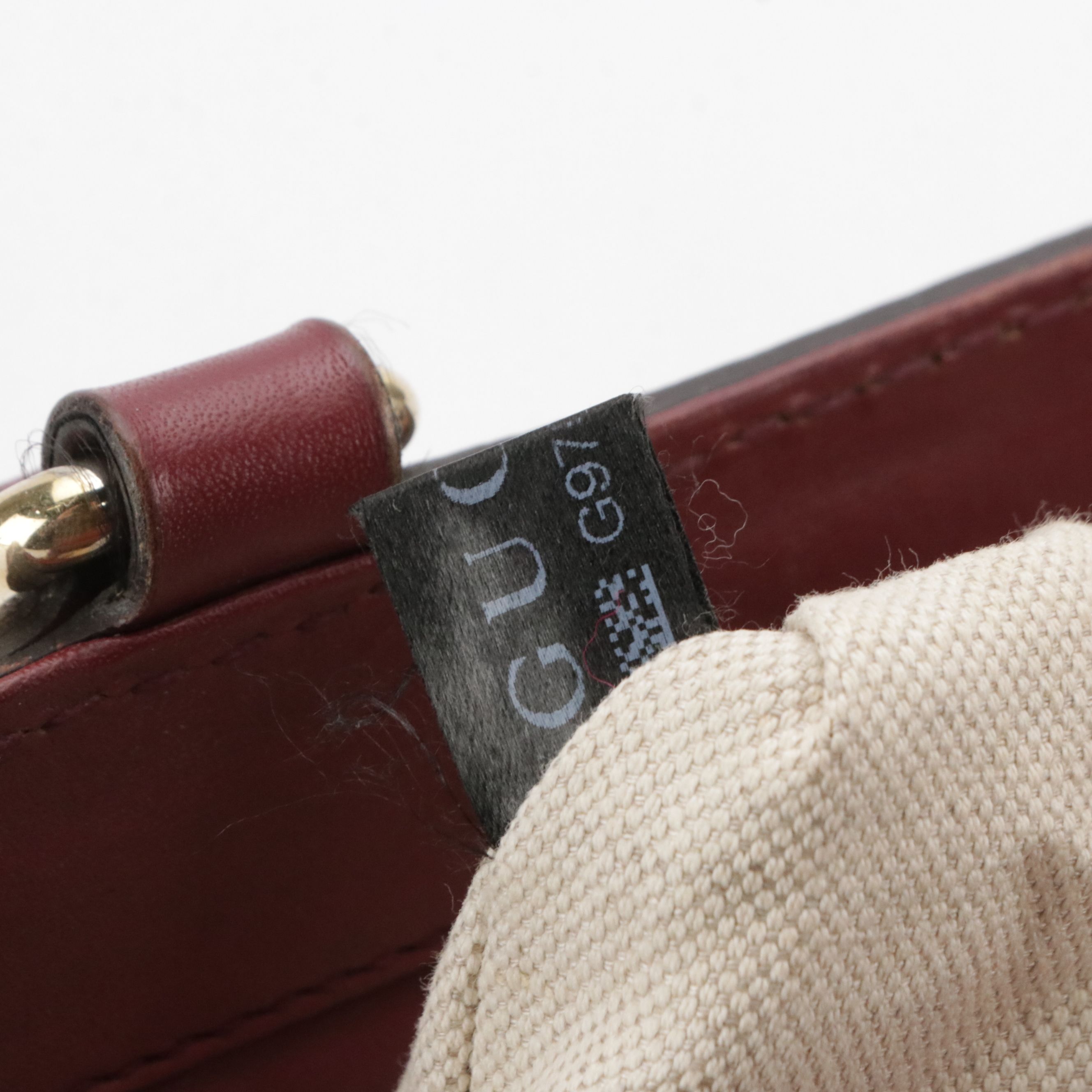 Gucci Mayfair Ribbon Shoulder Bag in GG Canvas and Maroon Leather