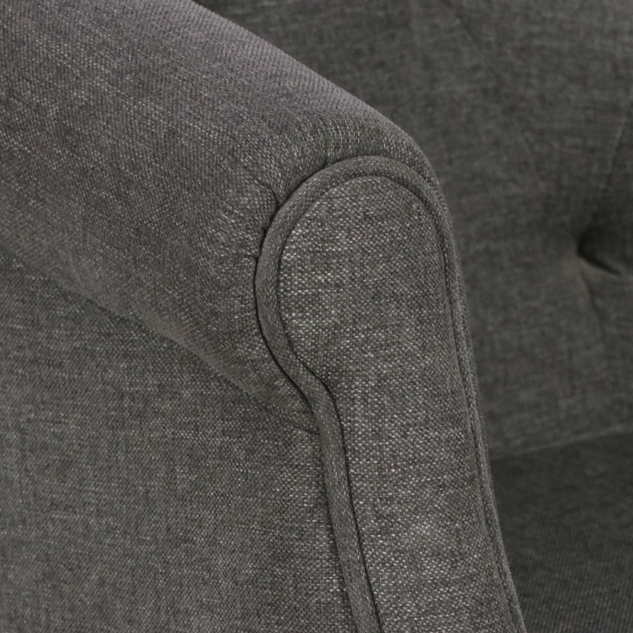 Contemporary Charcoal Tufted Barrel Chair and Threshold Woven Pouf