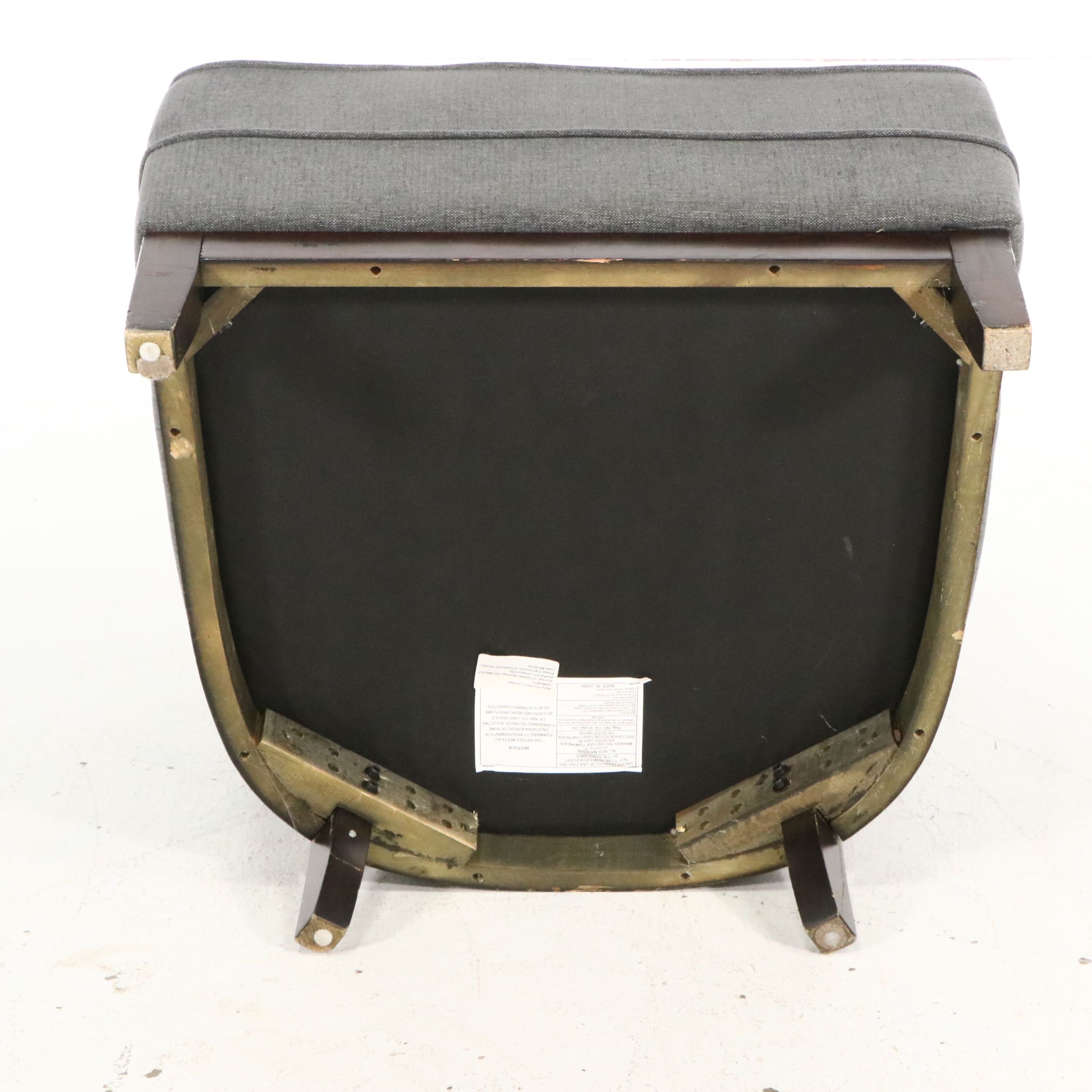 Contemporary Charcoal Tufted Barrel Chair and Threshold Woven Pouf