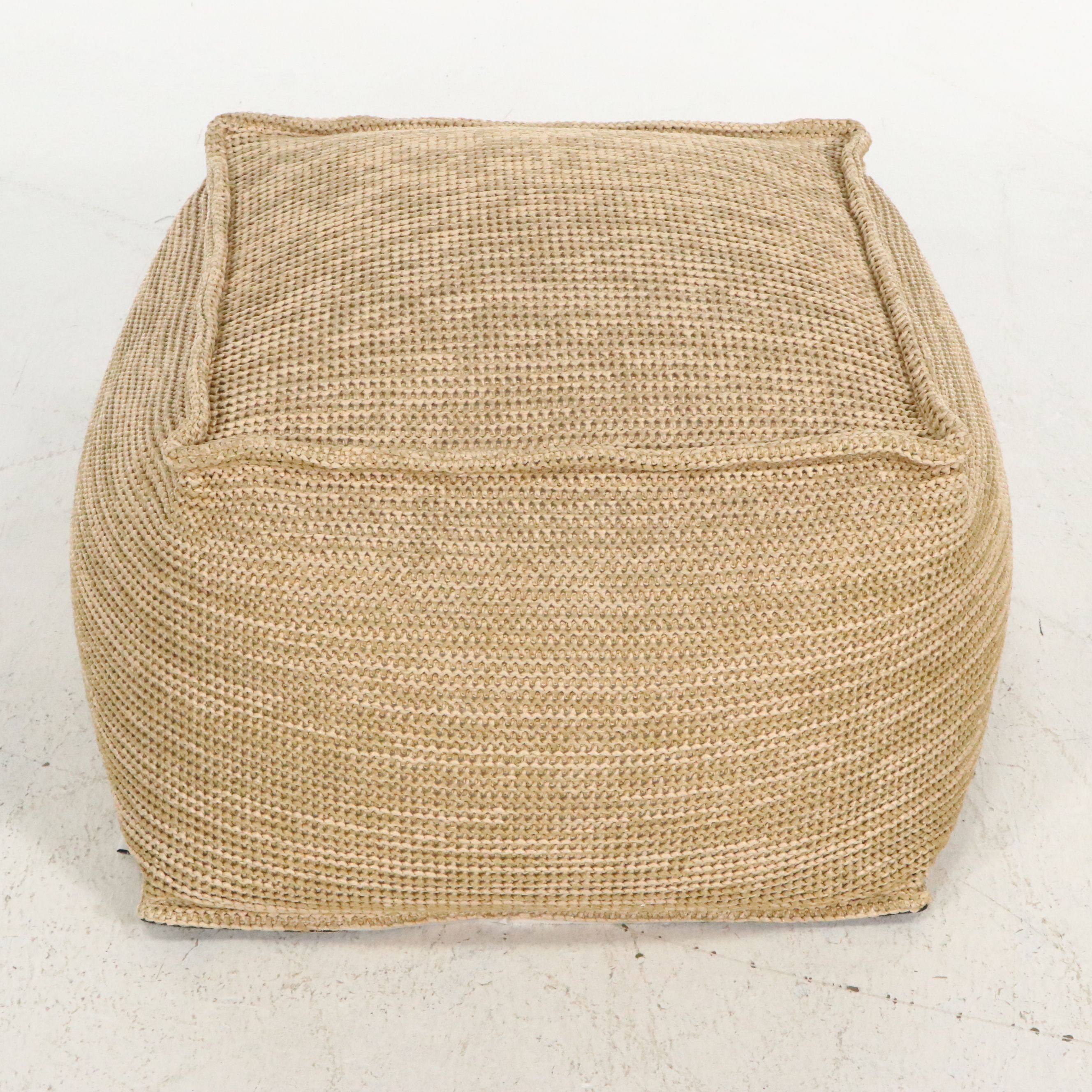 Contemporary Charcoal Tufted Barrel Chair and Threshold Woven Pouf