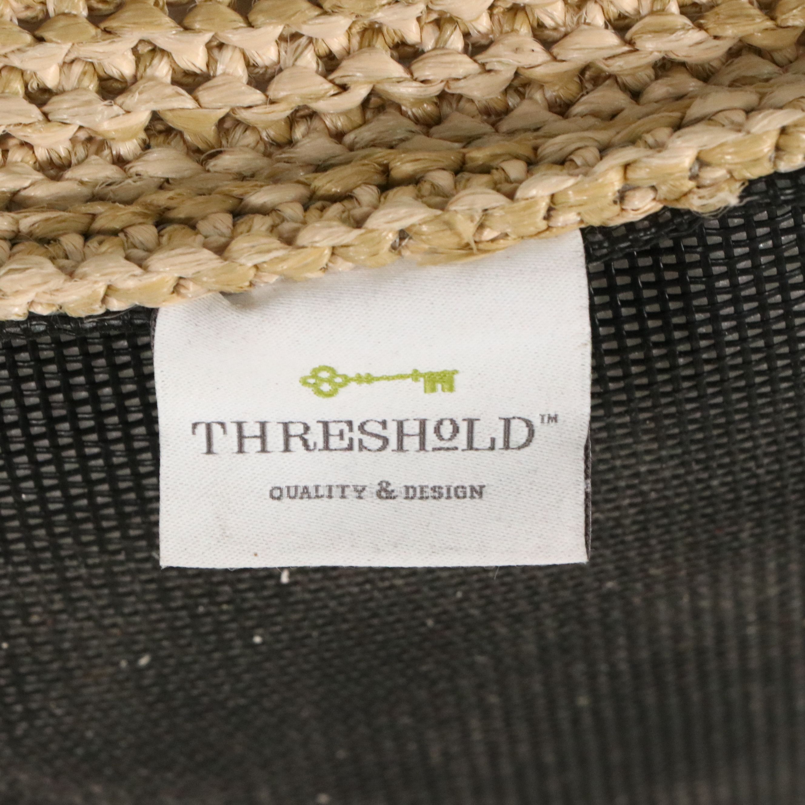 Contemporary Charcoal Tufted Barrel Chair and Threshold Woven Pouf