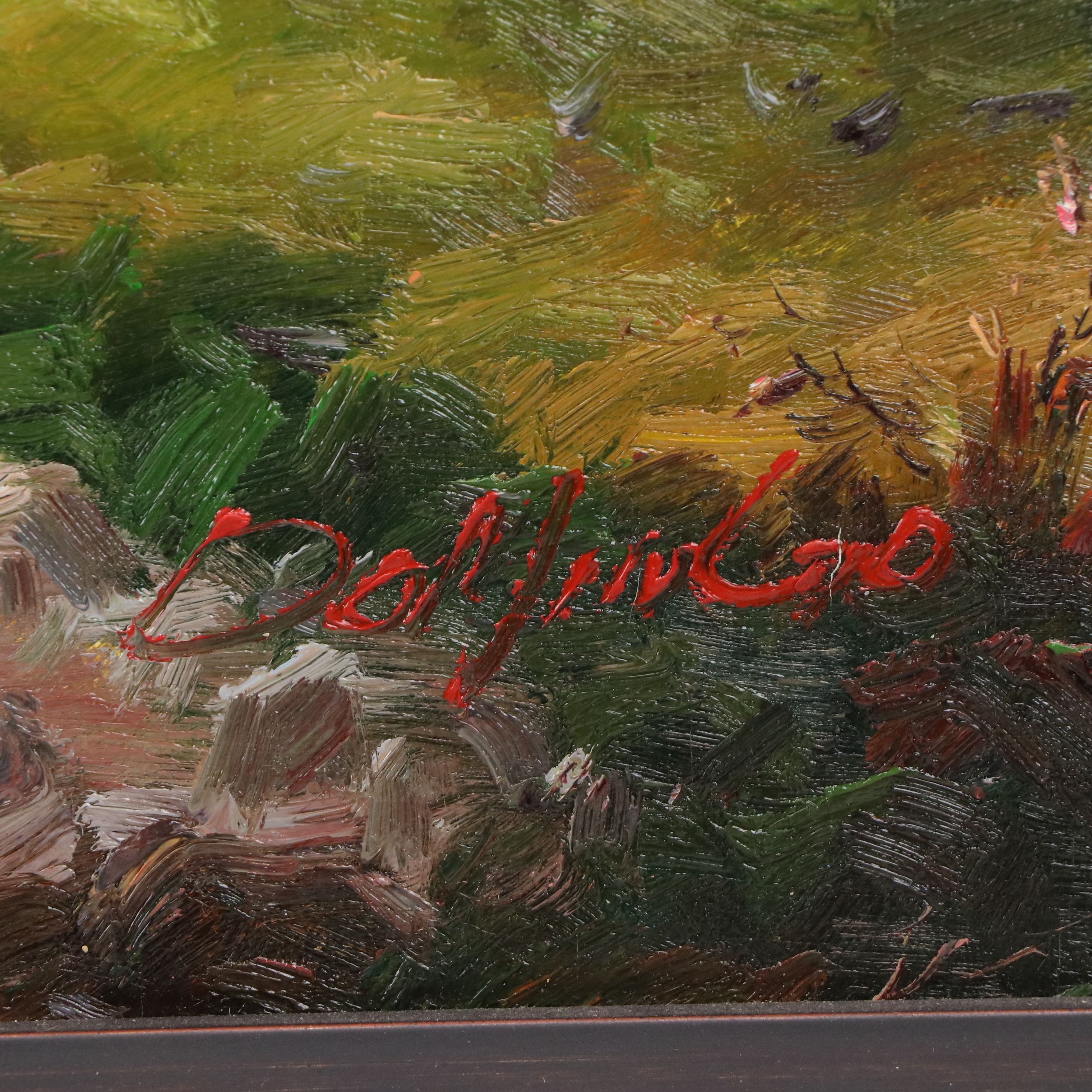 Salvator Domingo Oil Painting of English Style Fox Hunting Scene, 20th C.