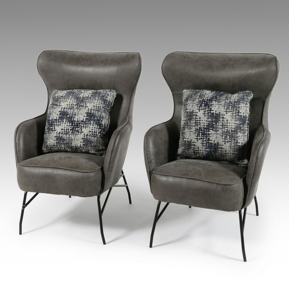 Pair of Emerald Home Furnishings "Franky" Wingback Accent Chairs