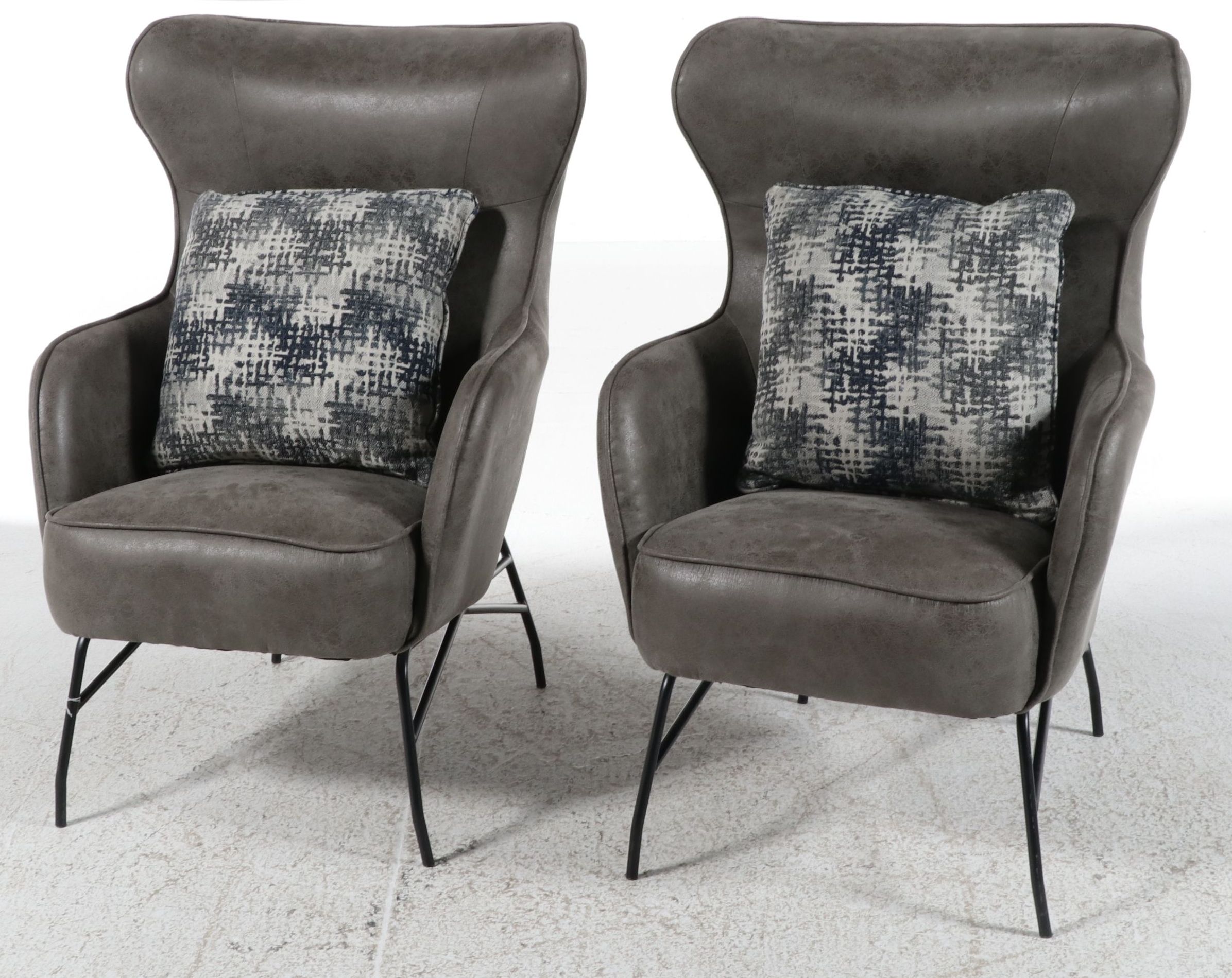 Pair of Emerald Home Furnishings "Franky" Wingback Accent Chairs