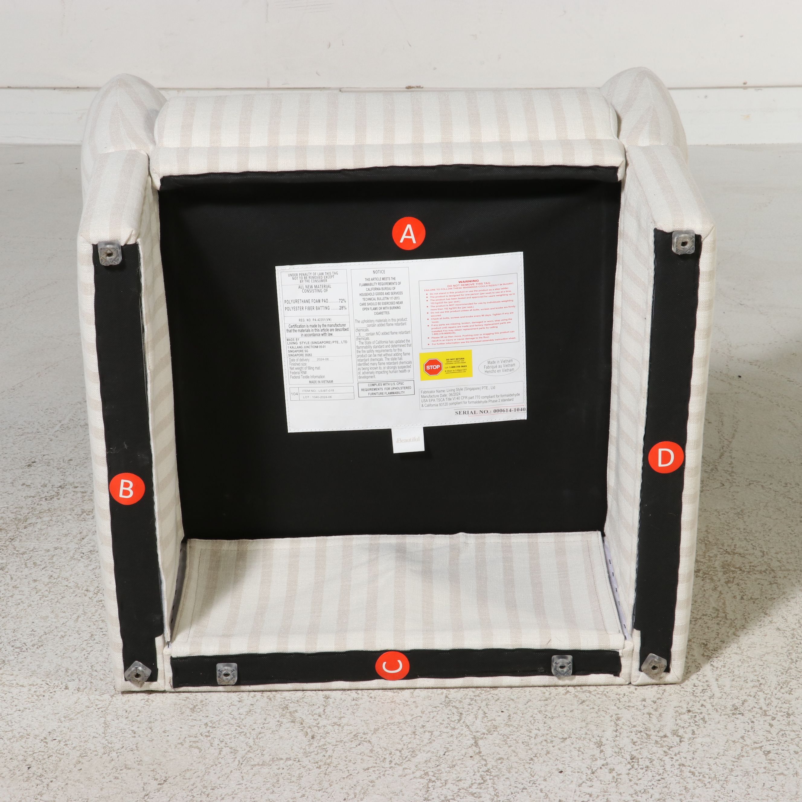 Beautiful by Drew Berry Striped Barrel Chair, 2024