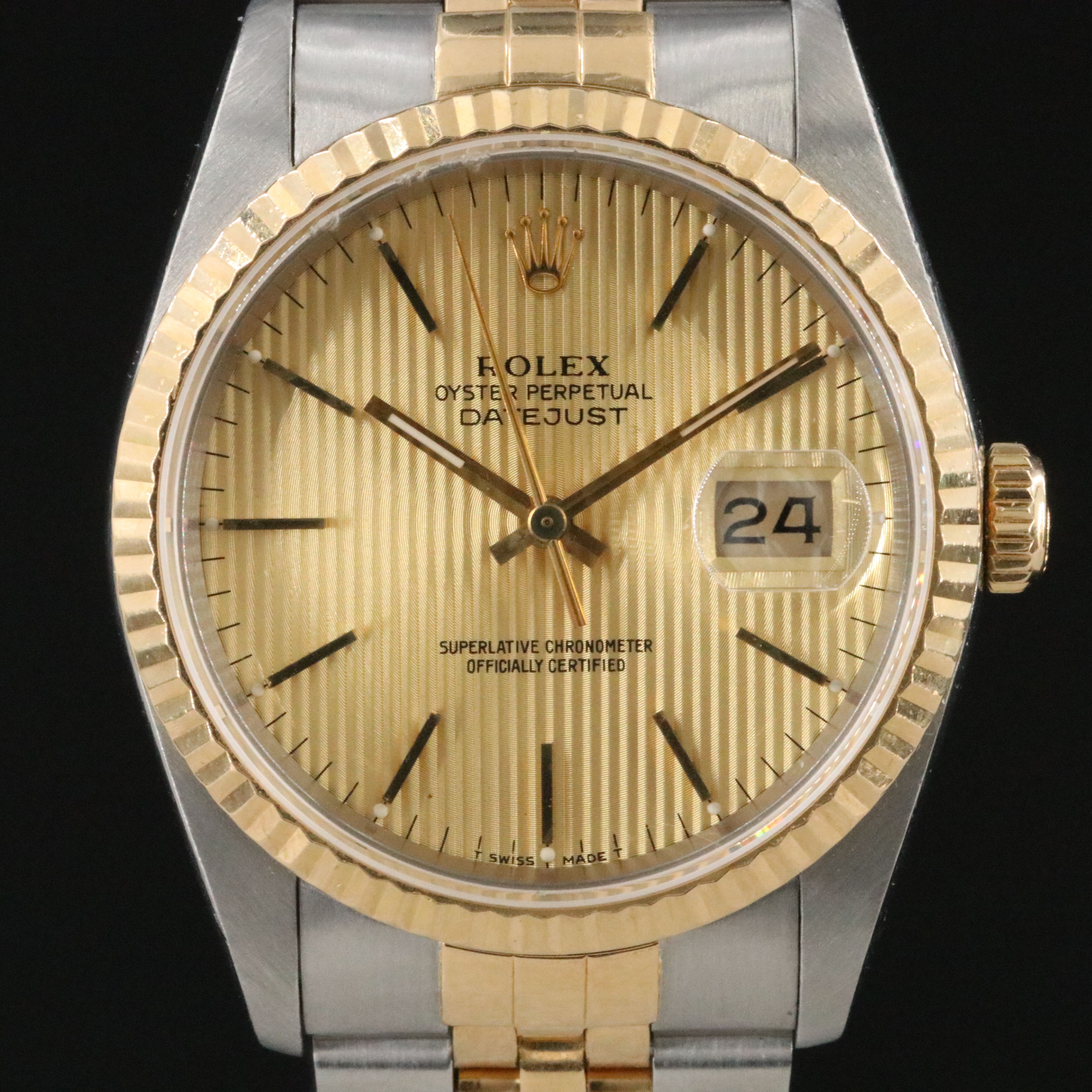 1991 Rolex Tapestry Dial Two Tone Datejust Model 16233 Watch