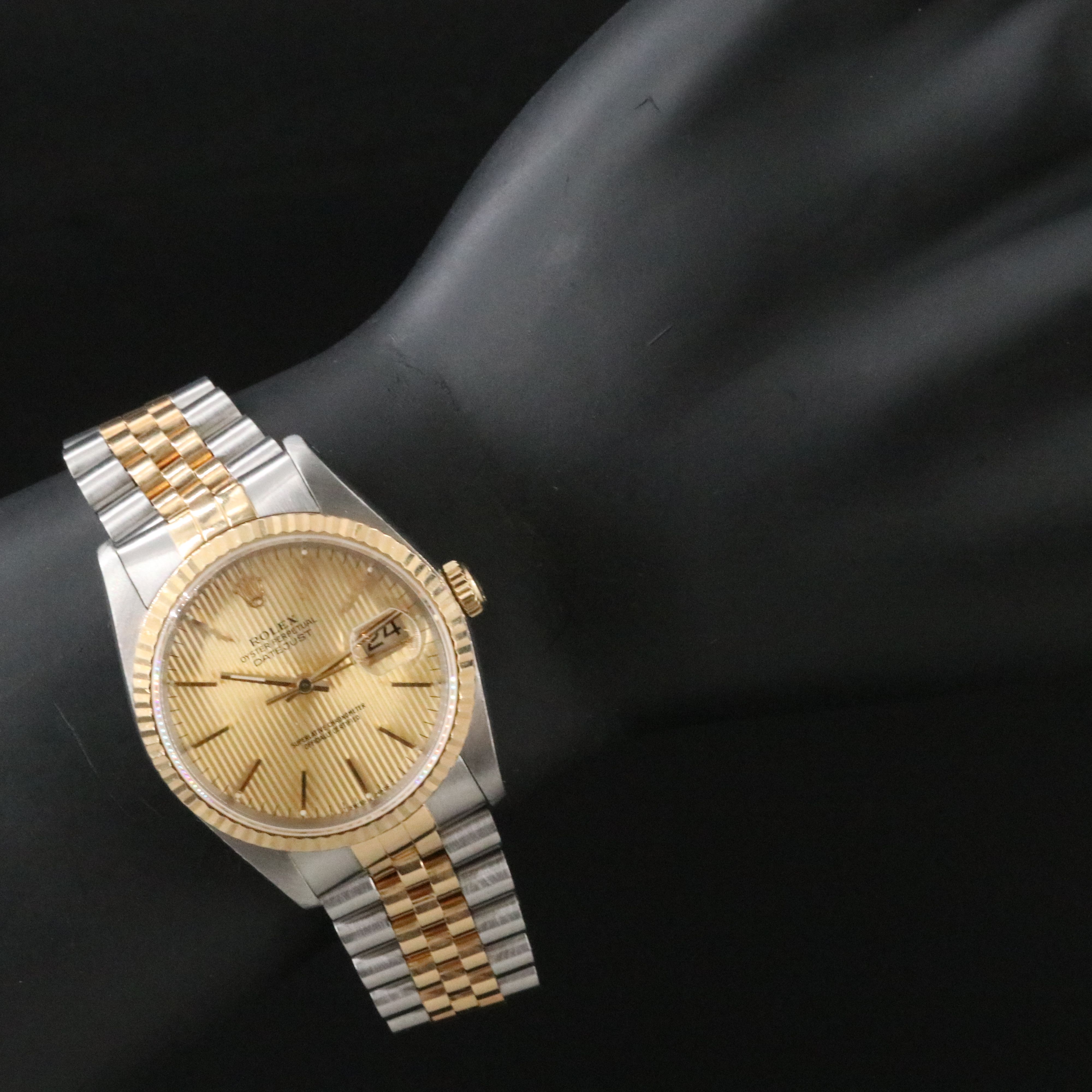 1991 Rolex Tapestry Dial Two Tone Datejust Model 16233 Watch