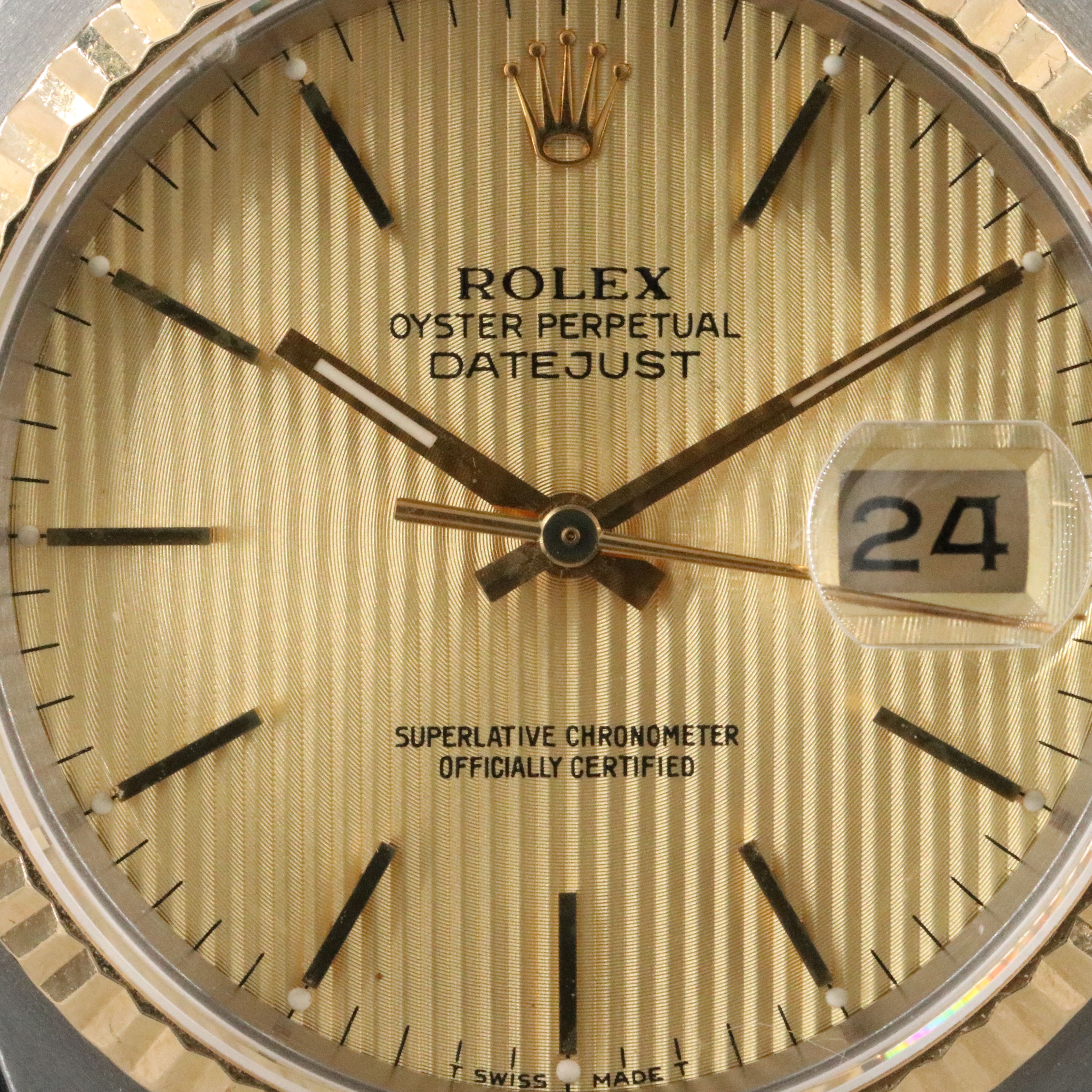 1991 Rolex Tapestry Dial Two Tone Datejust Model 16233 Watch