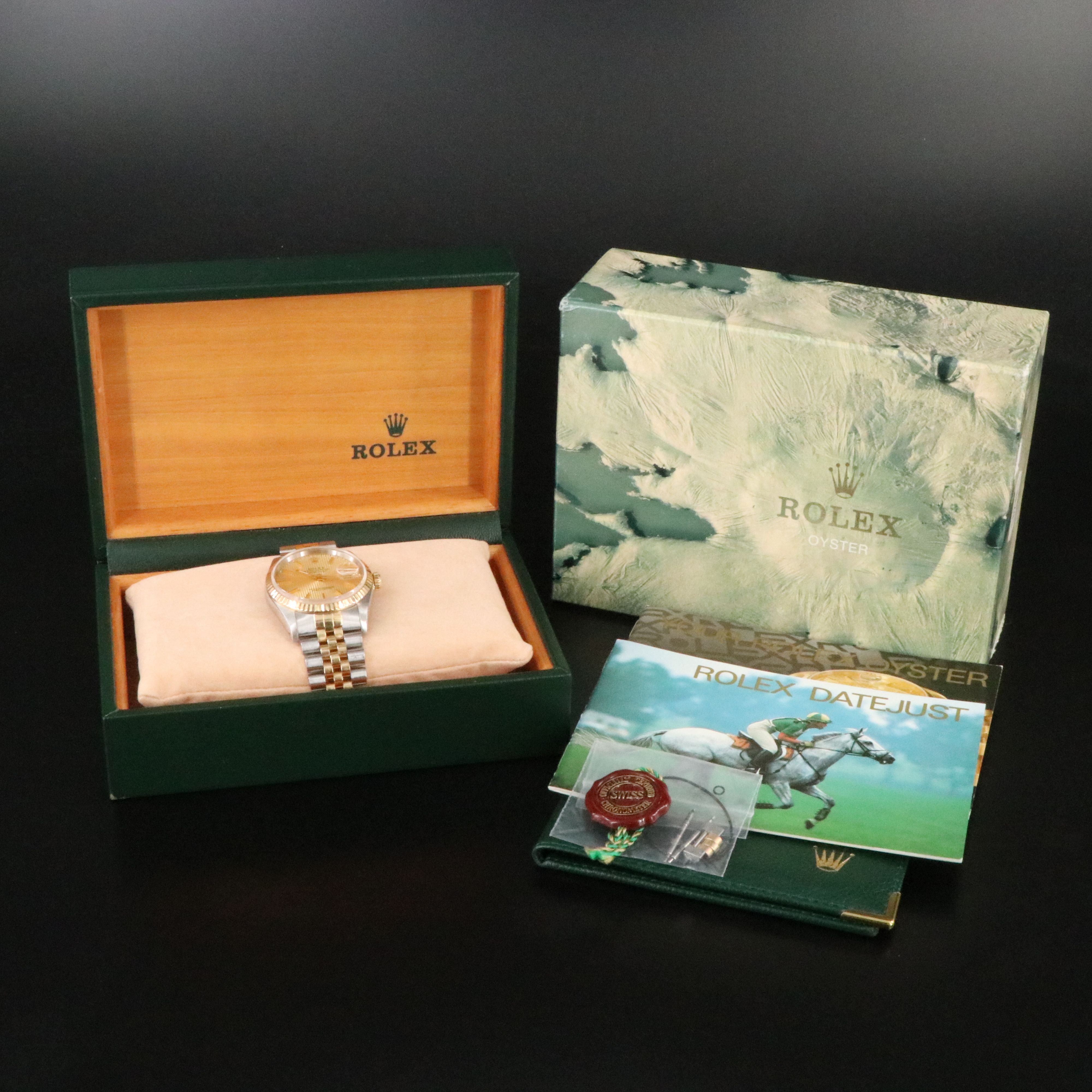 1991 Rolex Tapestry Dial Two Tone Datejust Model 16233 Watch