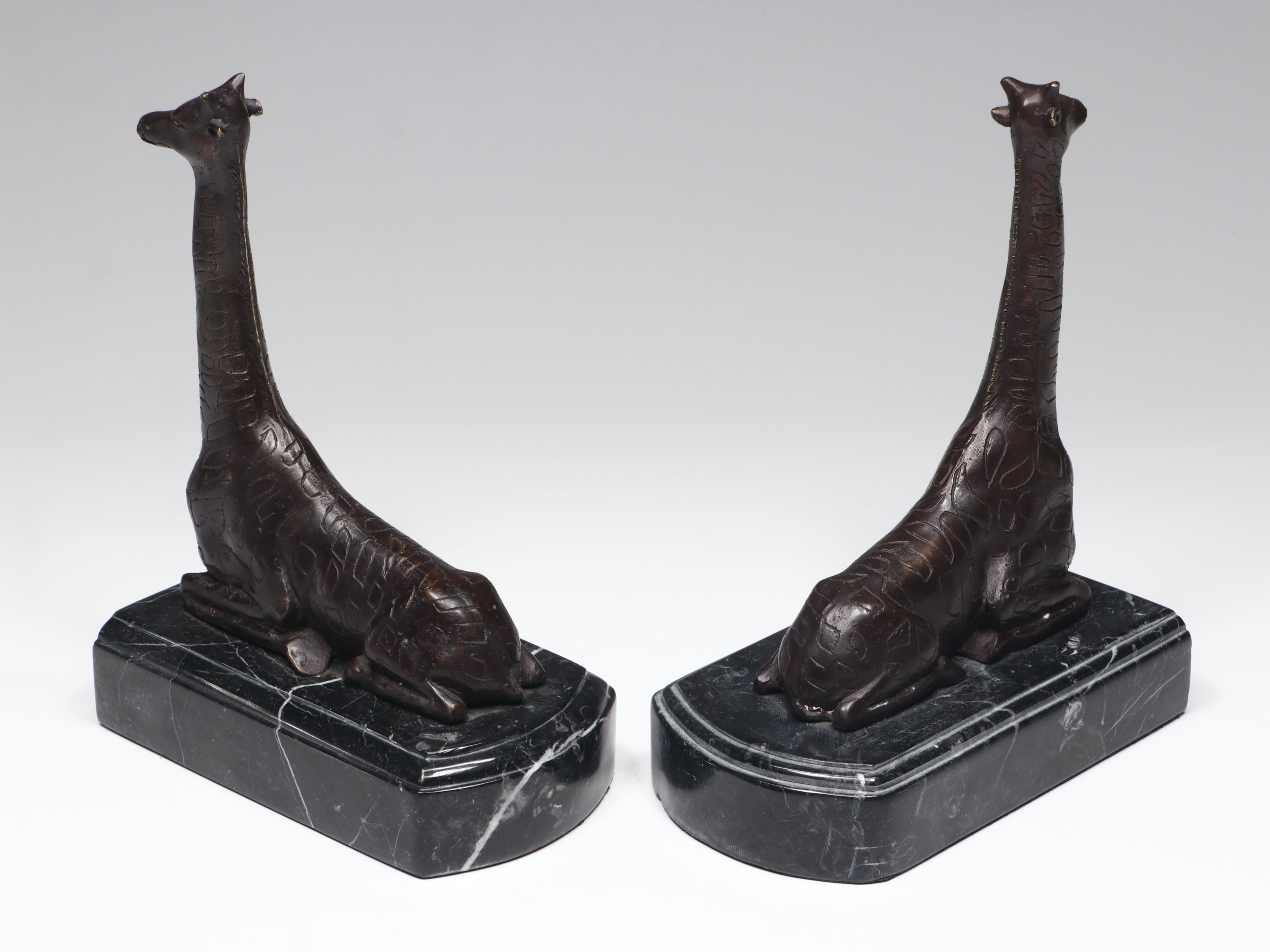 Maitland-Smith Cast Bronze Giraffe Bookends